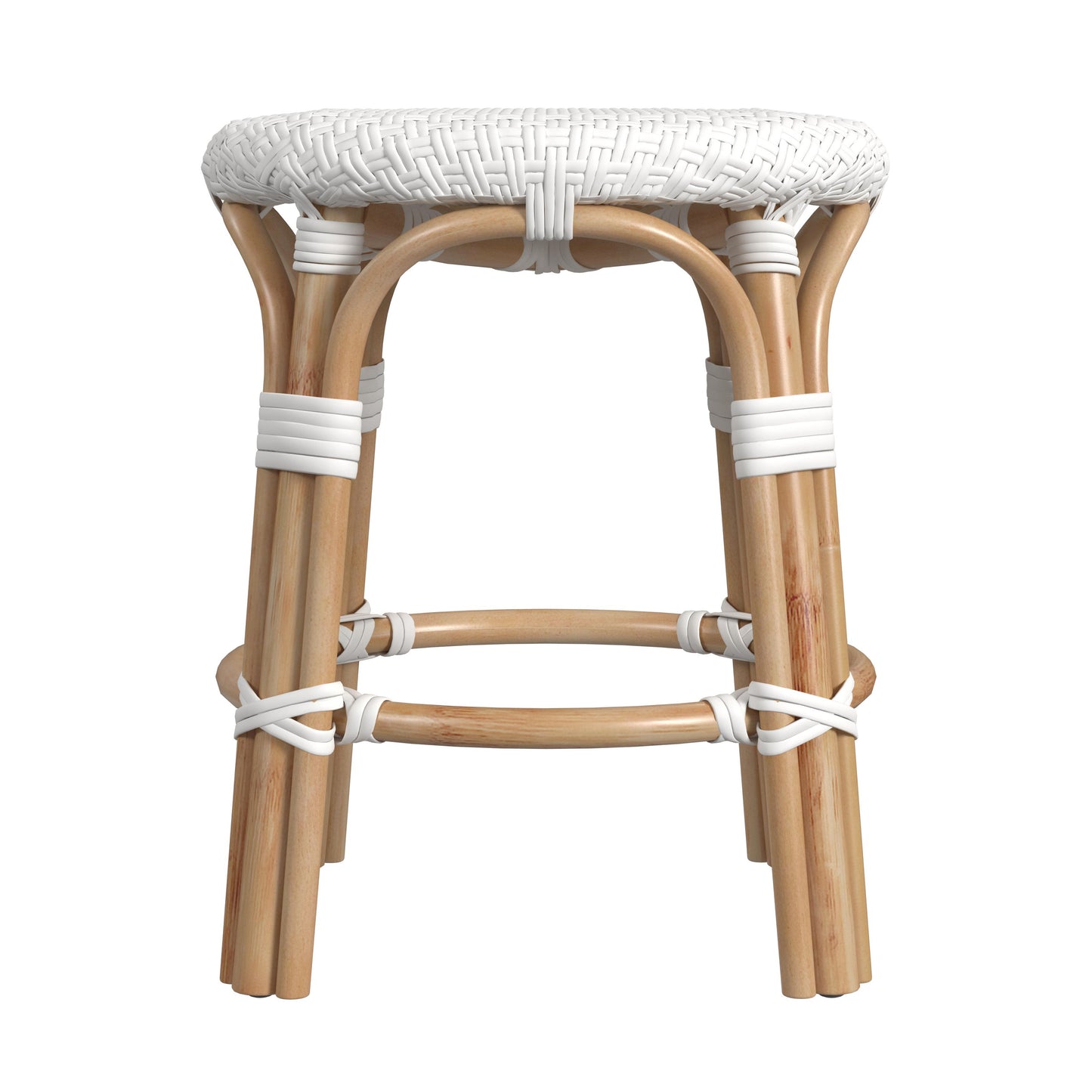 Tobias Rattan Round 18" Stool in White 5745304