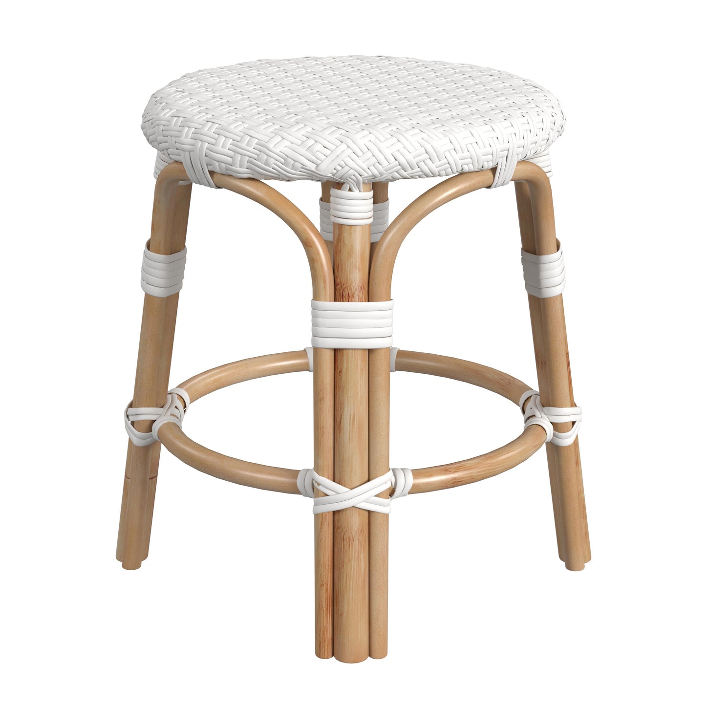 Tobias Rattan Round 18" Stool in White 5745304
