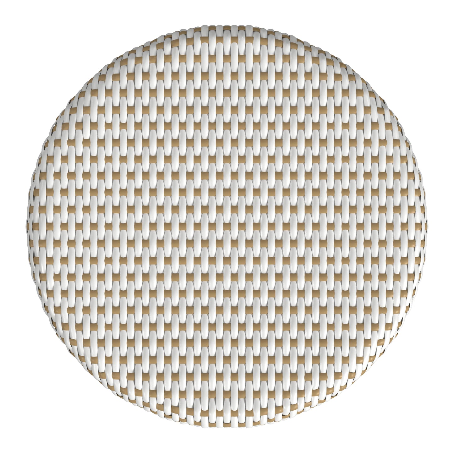 Tobias Rattan Round 18" Stool in White and Tan Dot 5745415
