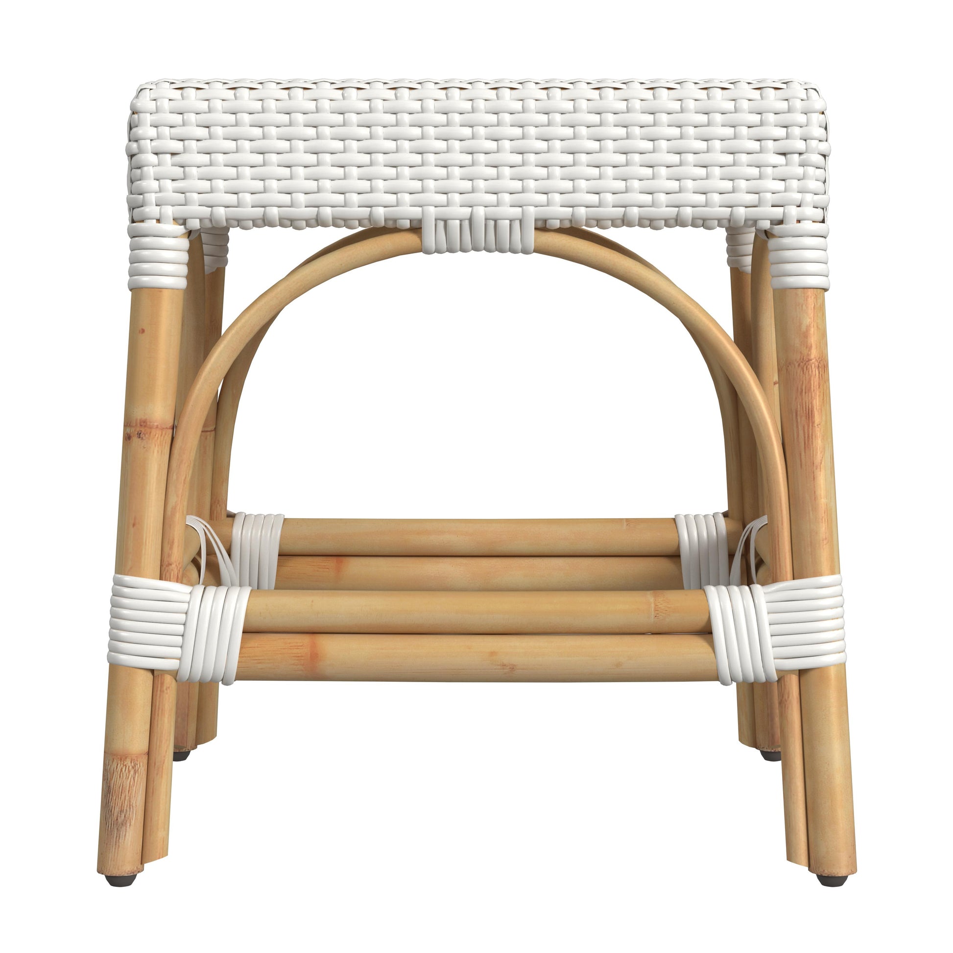 Butler Specialty Company Robias 18 in. Seat Height Rectangular Rattan Low Dining Stool, White