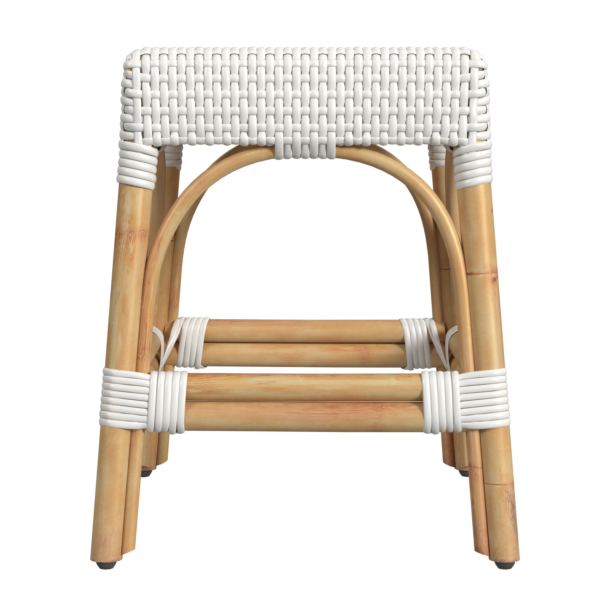 Butler Specialty Company Robias 18 in. Seat Height Rectangular Rattan Low Dining Stool, White