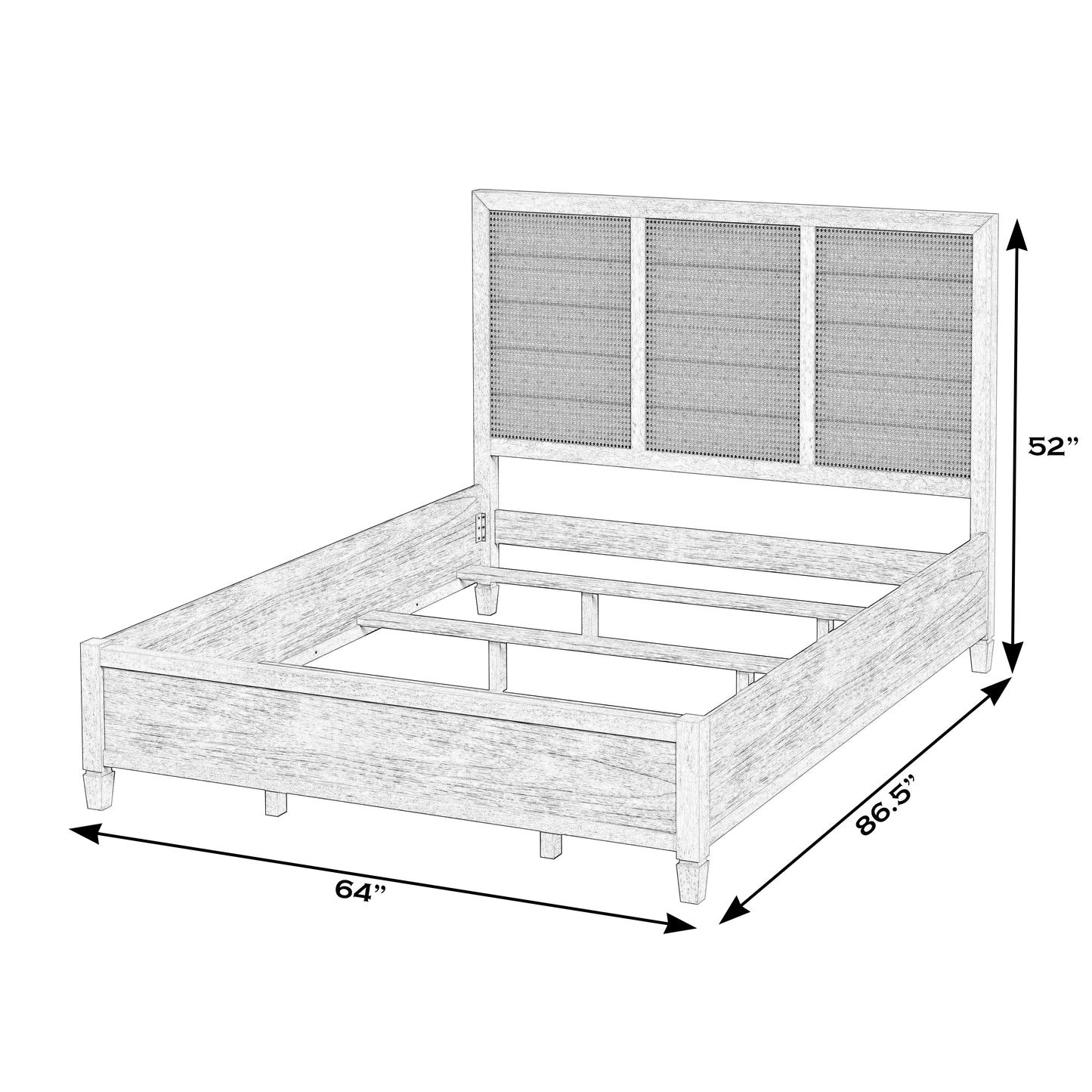Flagstaff Queen Size Cane Panel Bed in Natural 5749449