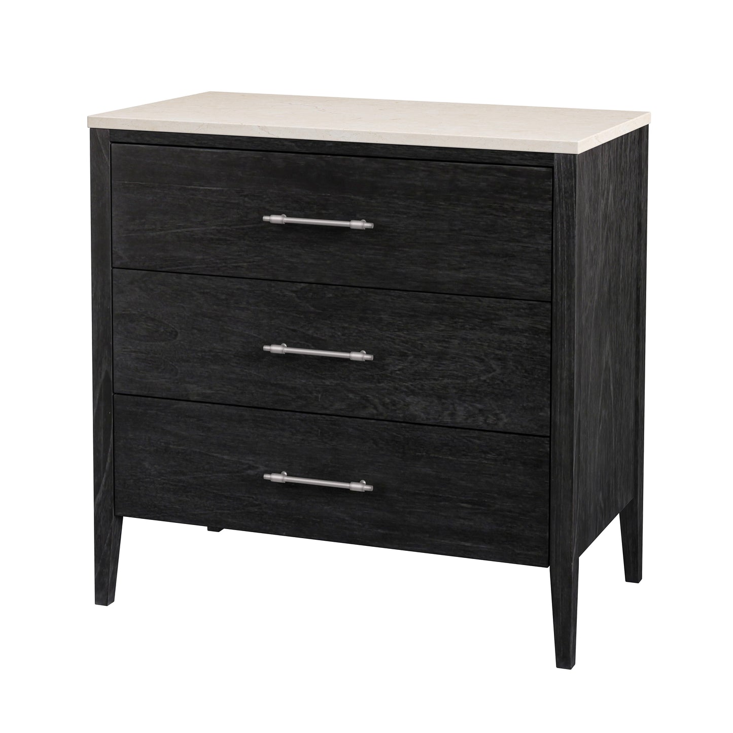 Mayfair 3 Drawer Wood and Marble Chest in Black 5750432