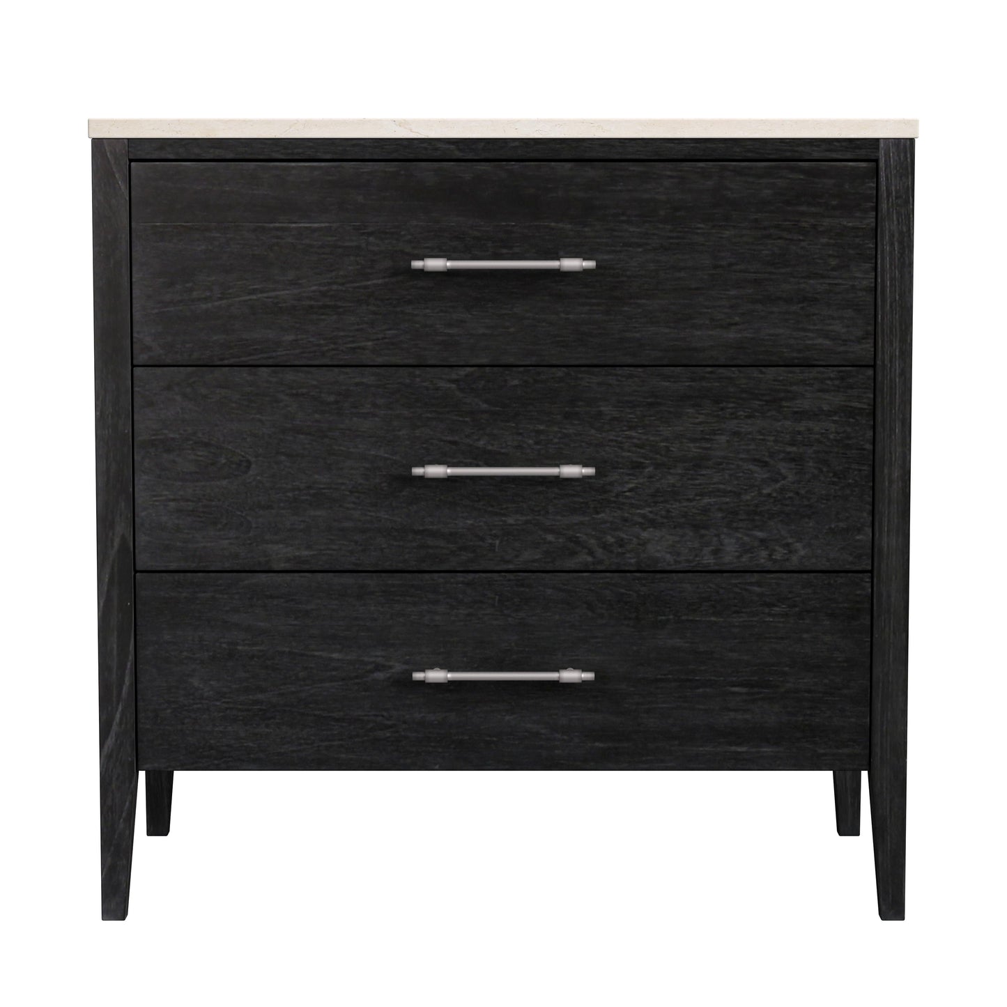 Mayfair 3 Drawer Wood and Marble Chest in Black 5750432