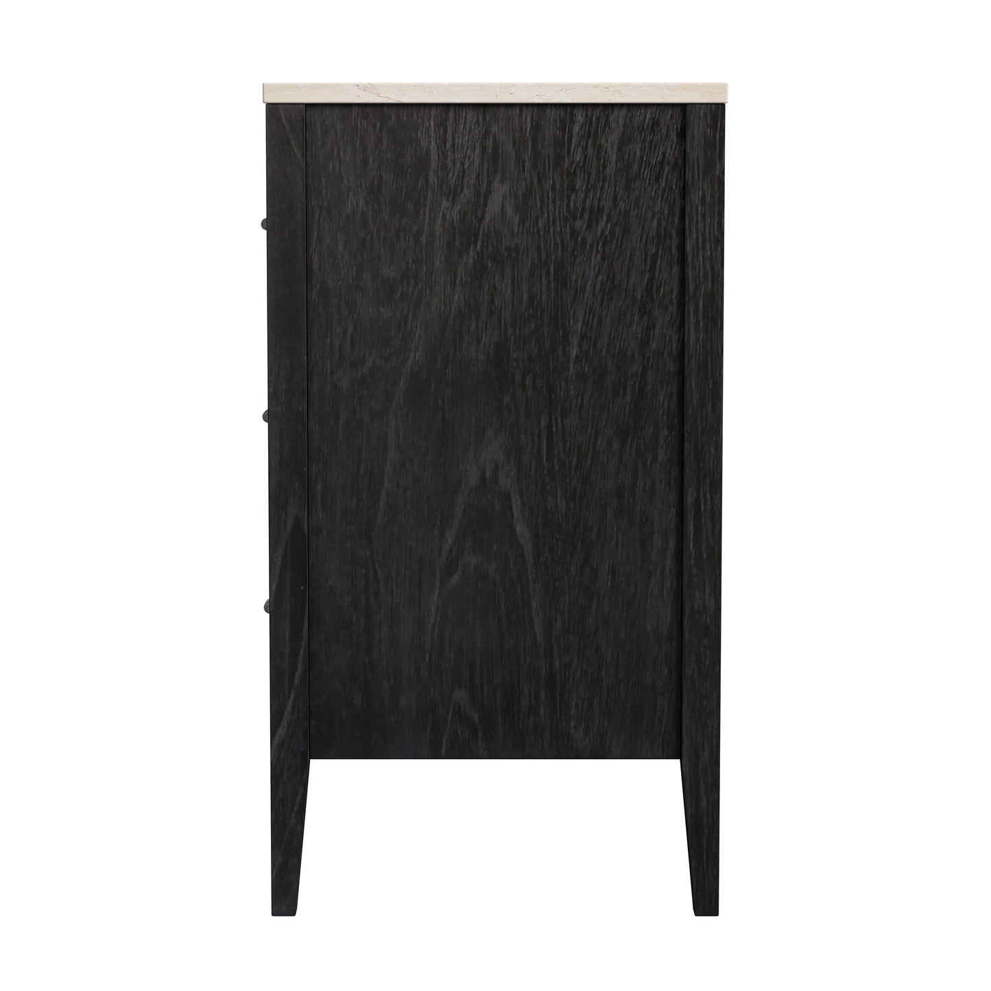 Mayfair 3 Drawer Wood and Marble Chest in Black 5750432