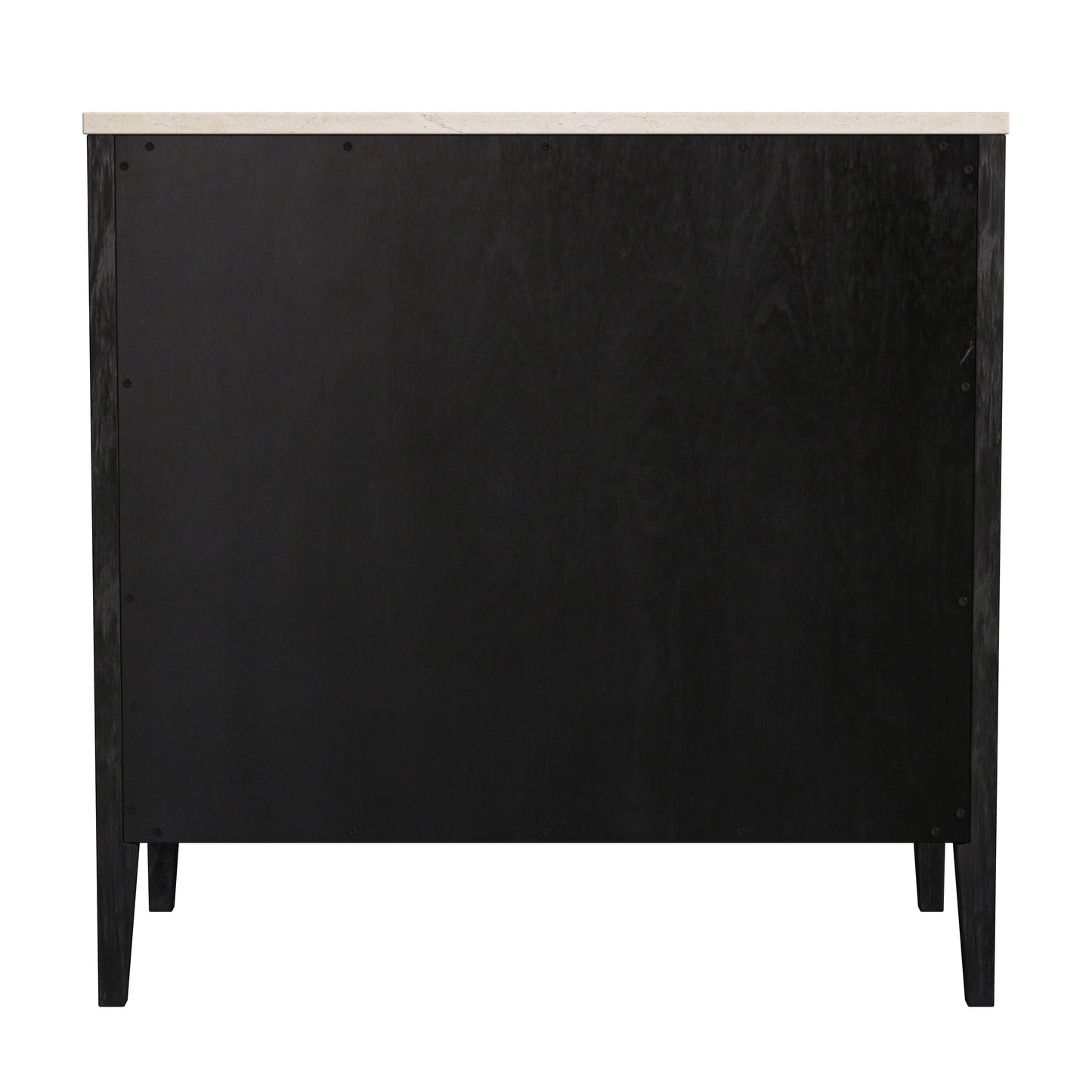 Mayfair 3 Drawer Wood and Marble Chest in Black 5750432