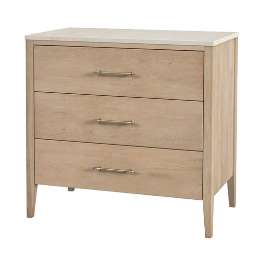 Mayfair 3 Drawer Wood and Marble Chest in Light Brown 5750455