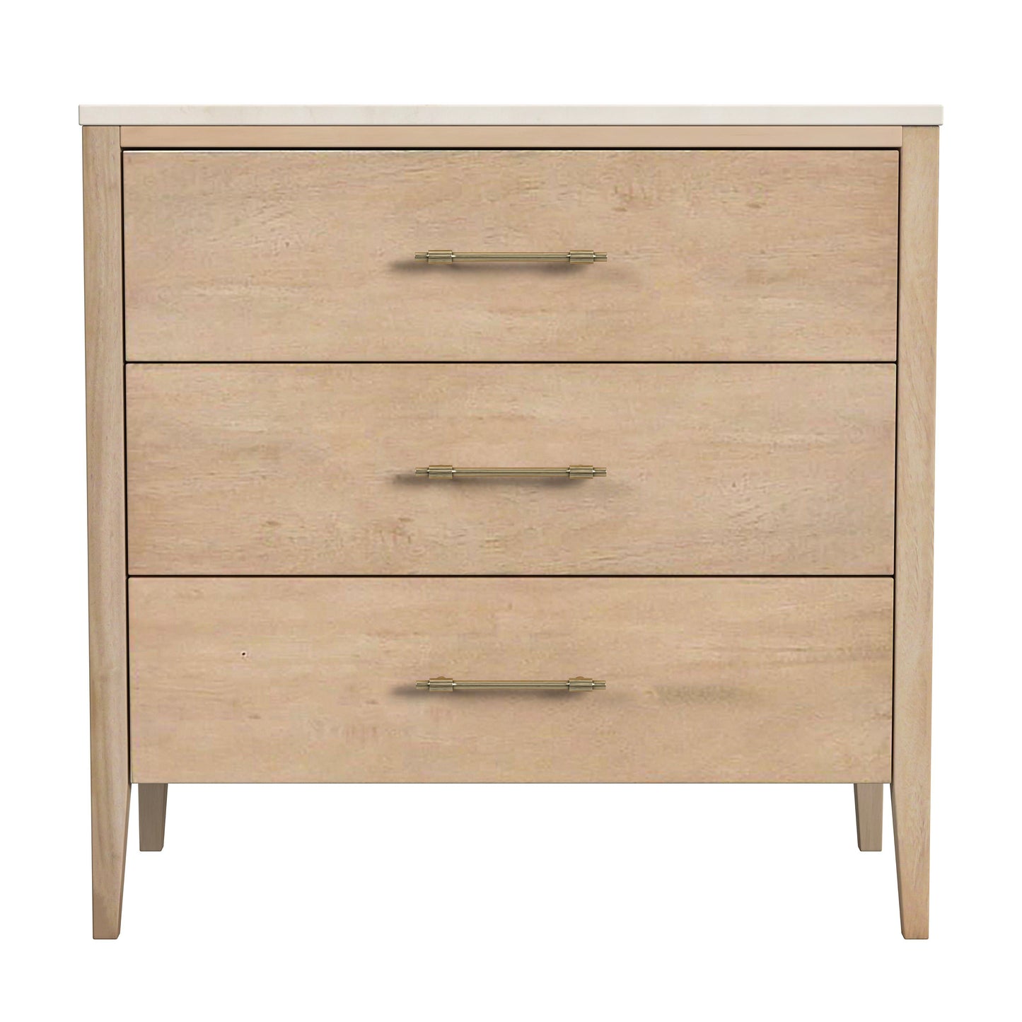 Mayfair 3 Drawer Wood and Marble Chest in Light Brown 5750455