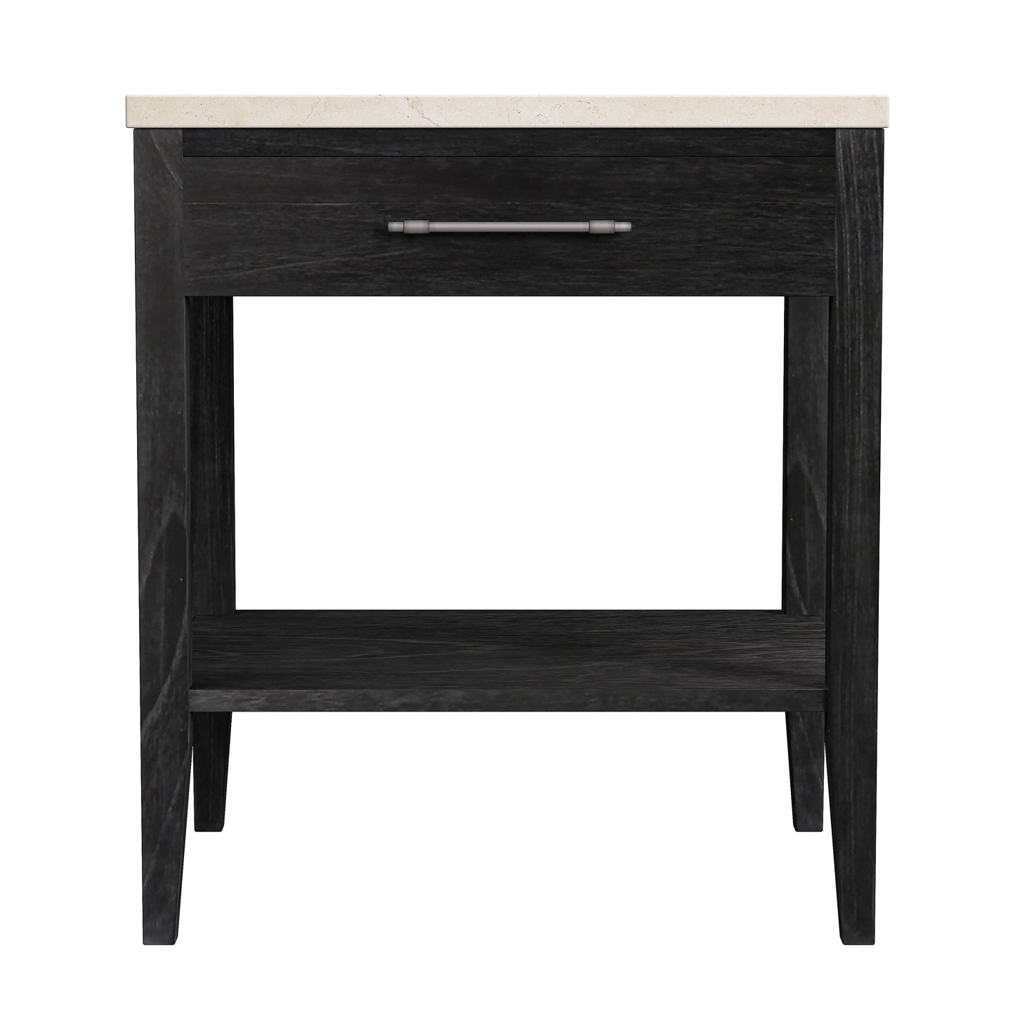 Mayfair 1 Drawer Wood and Marble Nightstand in Black 5751432