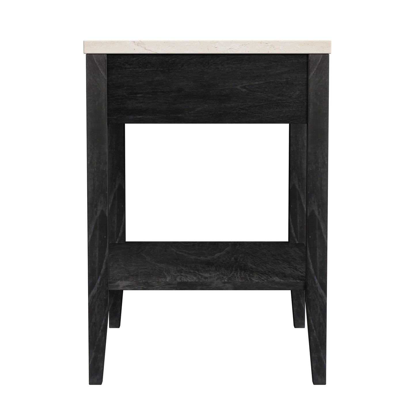 Mayfair 1 Drawer Wood and Marble Nightstand in Black 5751432
