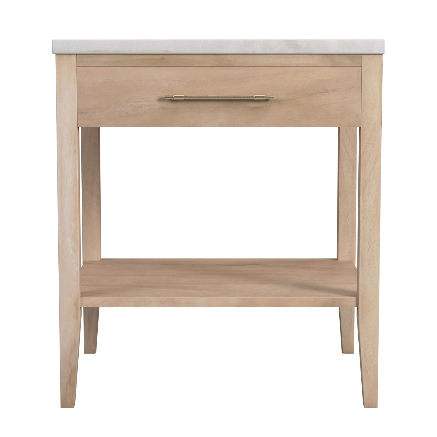 Mayfair 1 Drawer Wood and Marble Nightstand in Light Brown 5751455