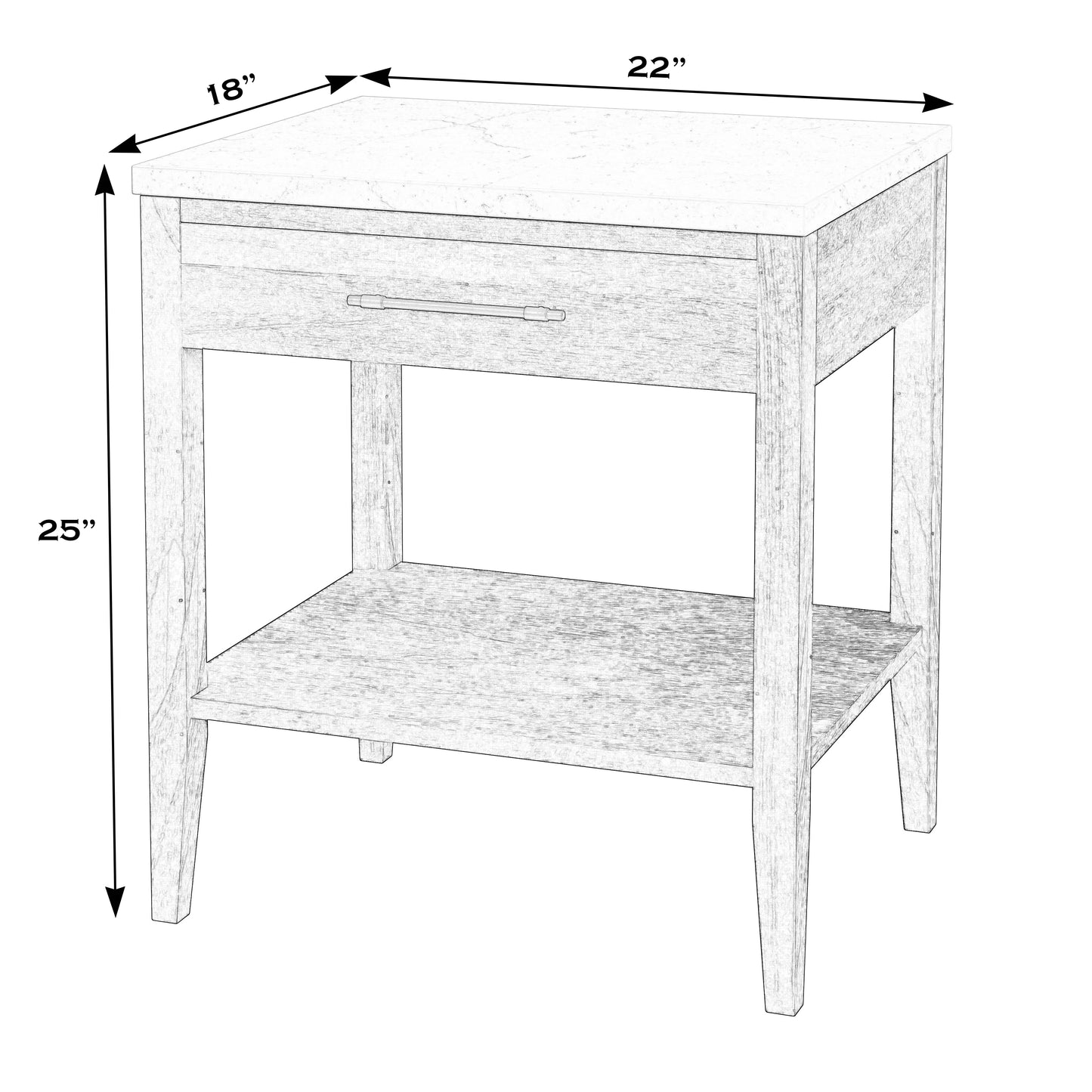 Mayfair 1 Drawer Wood and Marble Nightstand in Light Brown 5751455