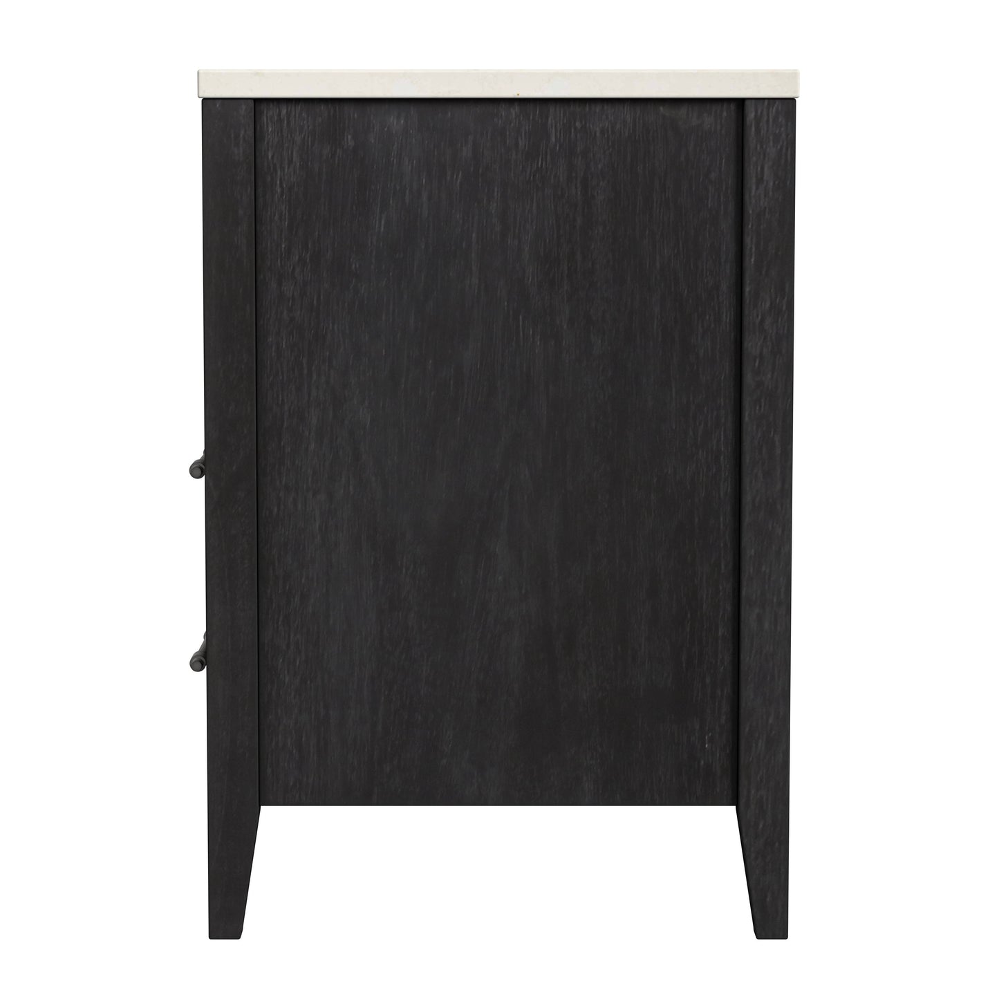 Mayfair 2 Drawer Wood and Marble Nightstand in Black 5752432