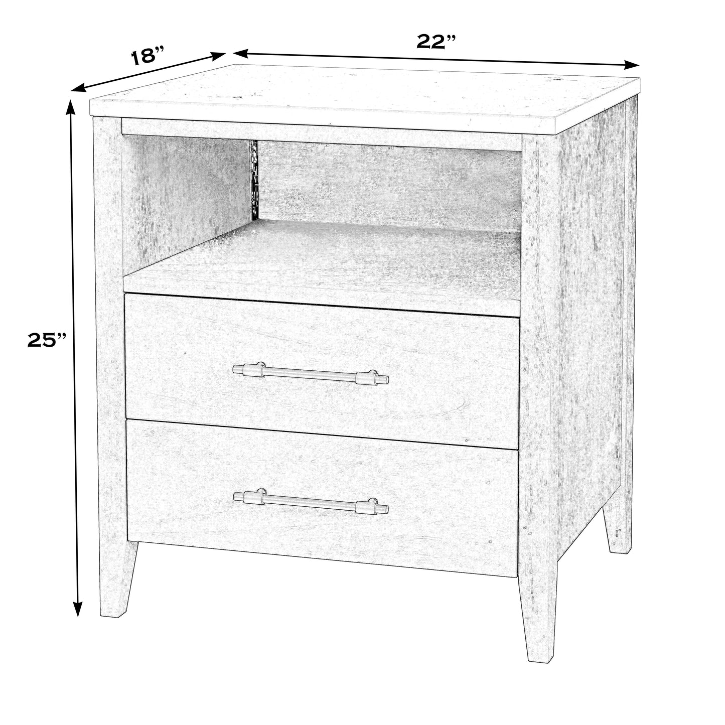 Mayfair 2 Drawer Wood and Marble Nightstand in Light Brown 5752455
