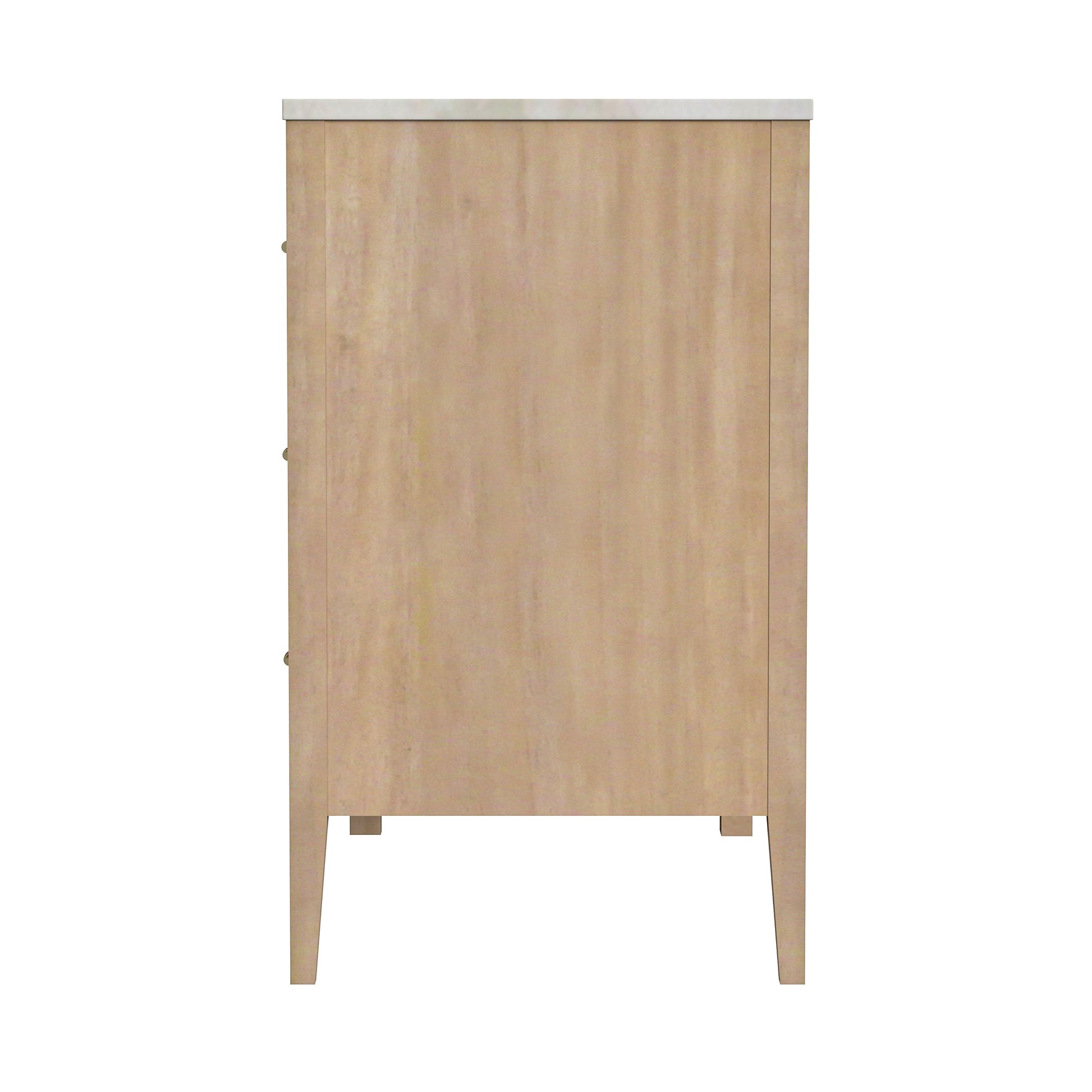 Butler Specialty Company Mayfair 64 in. W Rectangular Marble and Wood 6 Drawer Dresser, Light Brown