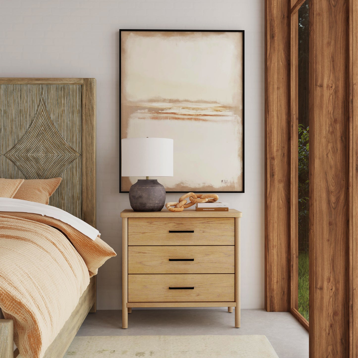 Butler Specialty Company Lennon 34 in. W Rectangular Wood 3 Drawer Rounded Leg Dresser, Light Brown