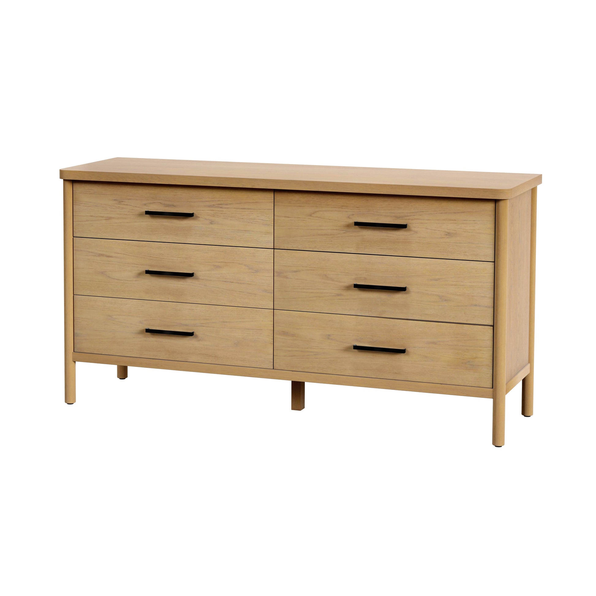 Butler Specialty Company Lennon 60 in. W Rectangular Wood 6 Drawer Rounded Leg Dresser, Light Brown