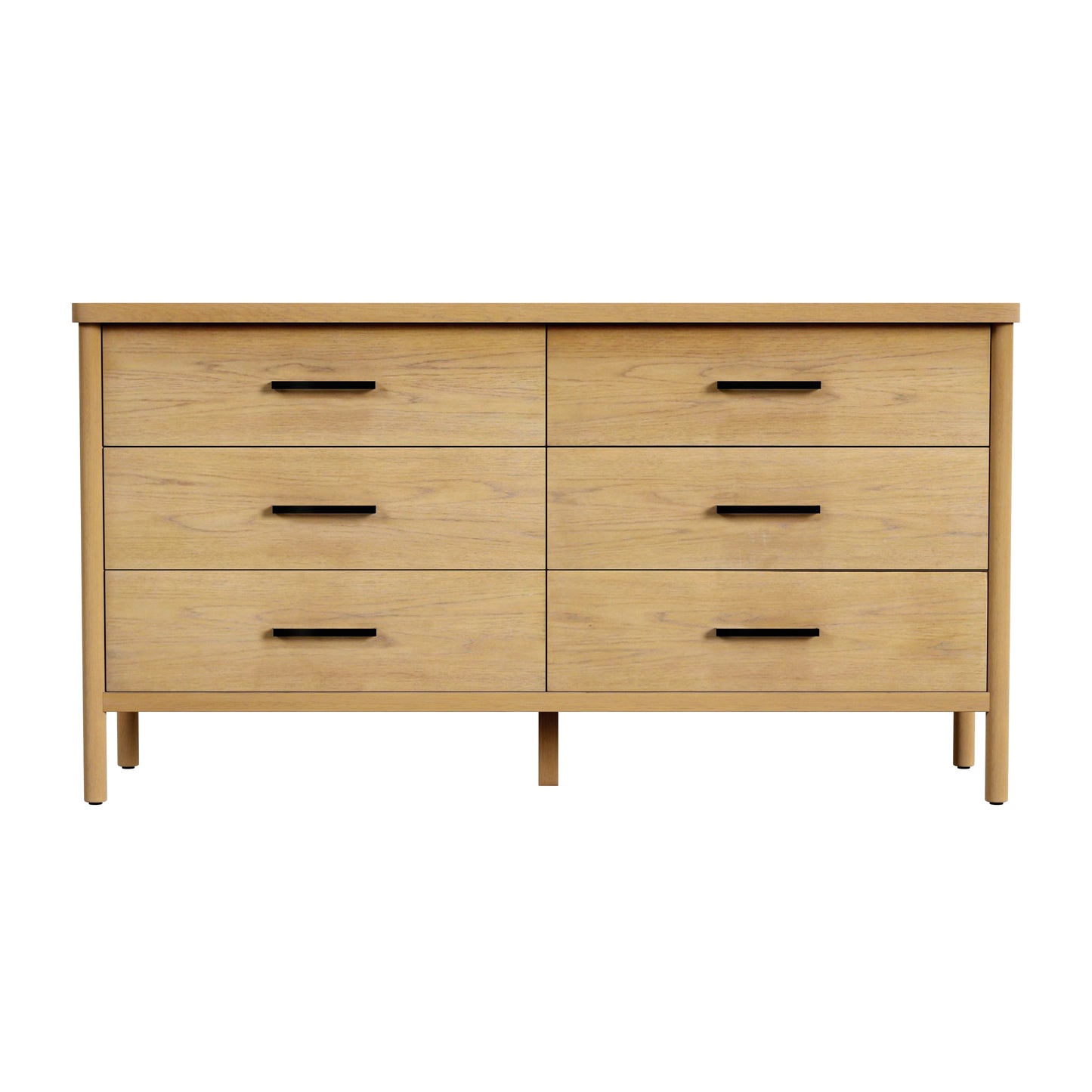 Butler Specialty Company Lennon 60 in. W Rectangular Wood 6 Drawer Rounded Leg Dresser, Light Brown