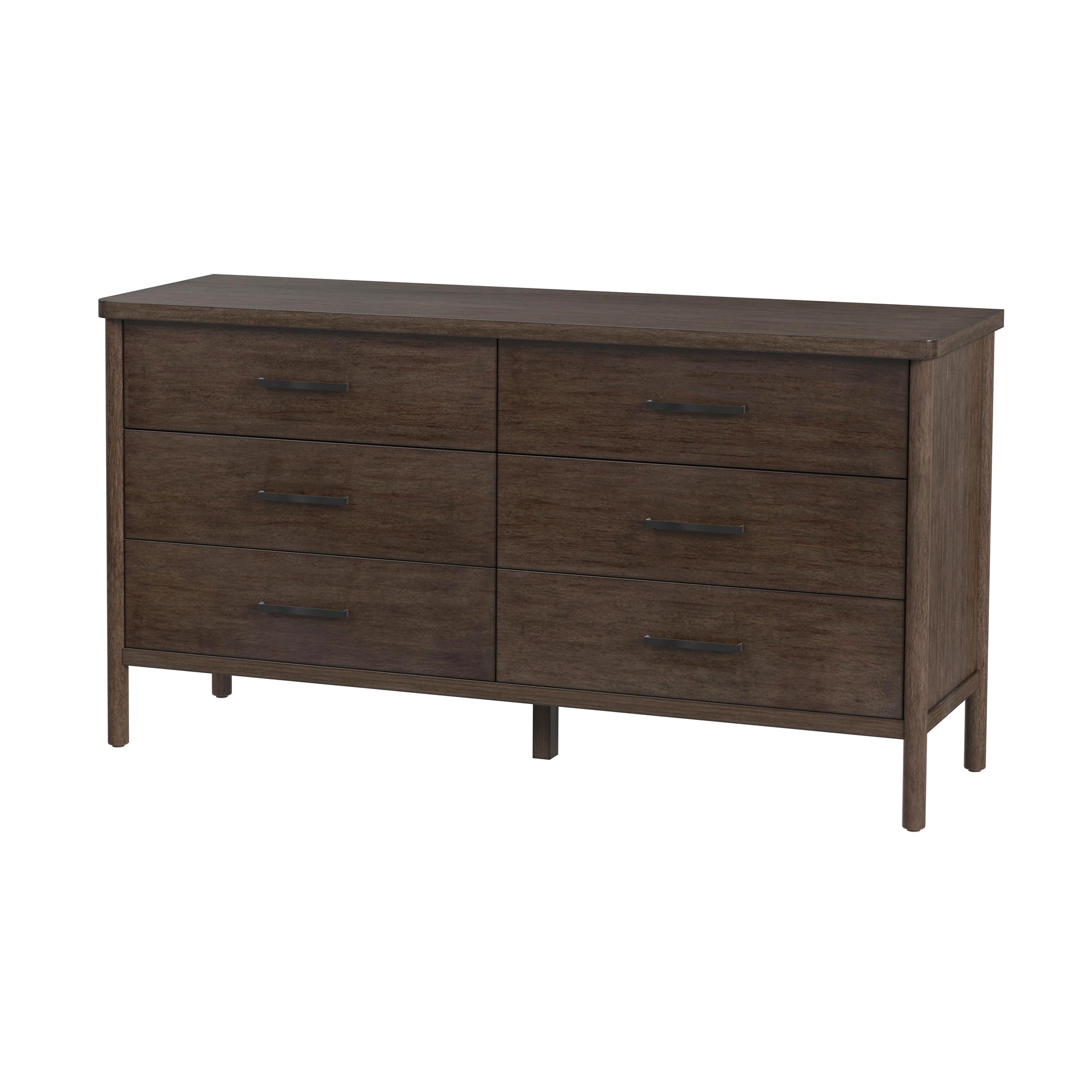 Butler Specialty Company Lennon 60 in. W Rectangular Wood 6 Drawer Rounded Leg Dresser, Brown