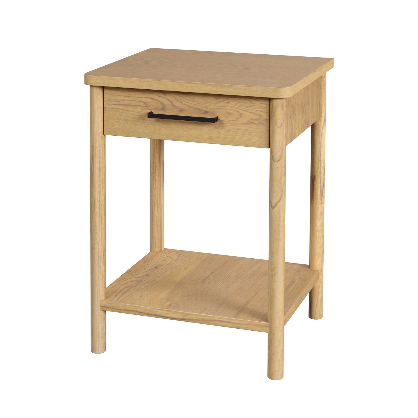 Butler Specialty Company Lennon 21 in. W Rectangular Wood 1 Drawer Rounded Leg Nightstand with Lower Open Shelf, Light Brown