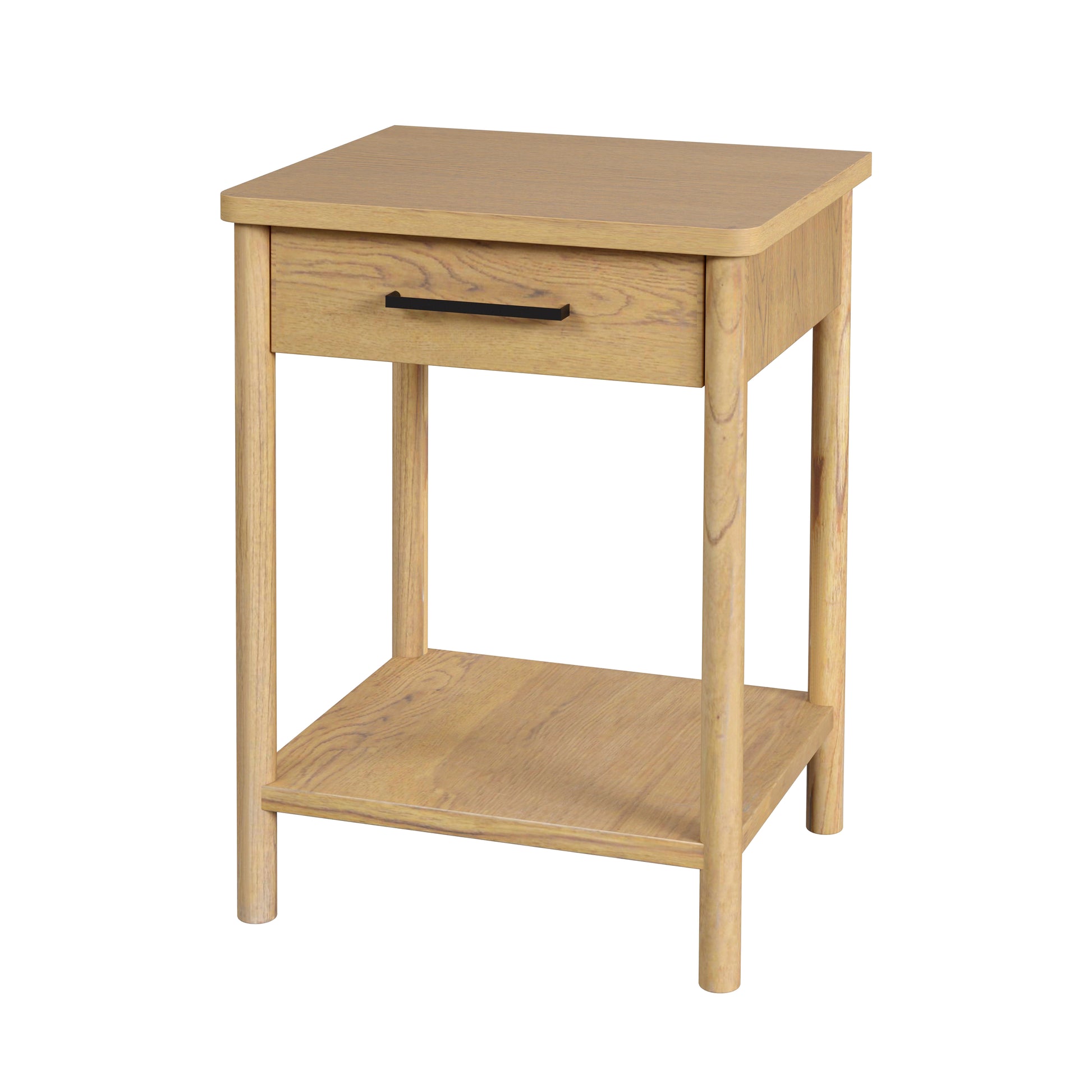 Butler Specialty Company Lennon 21 in. W Rectangular Wood 1 Drawer Rounded Leg Nightstand with Lower Open Shelf, Light Brown