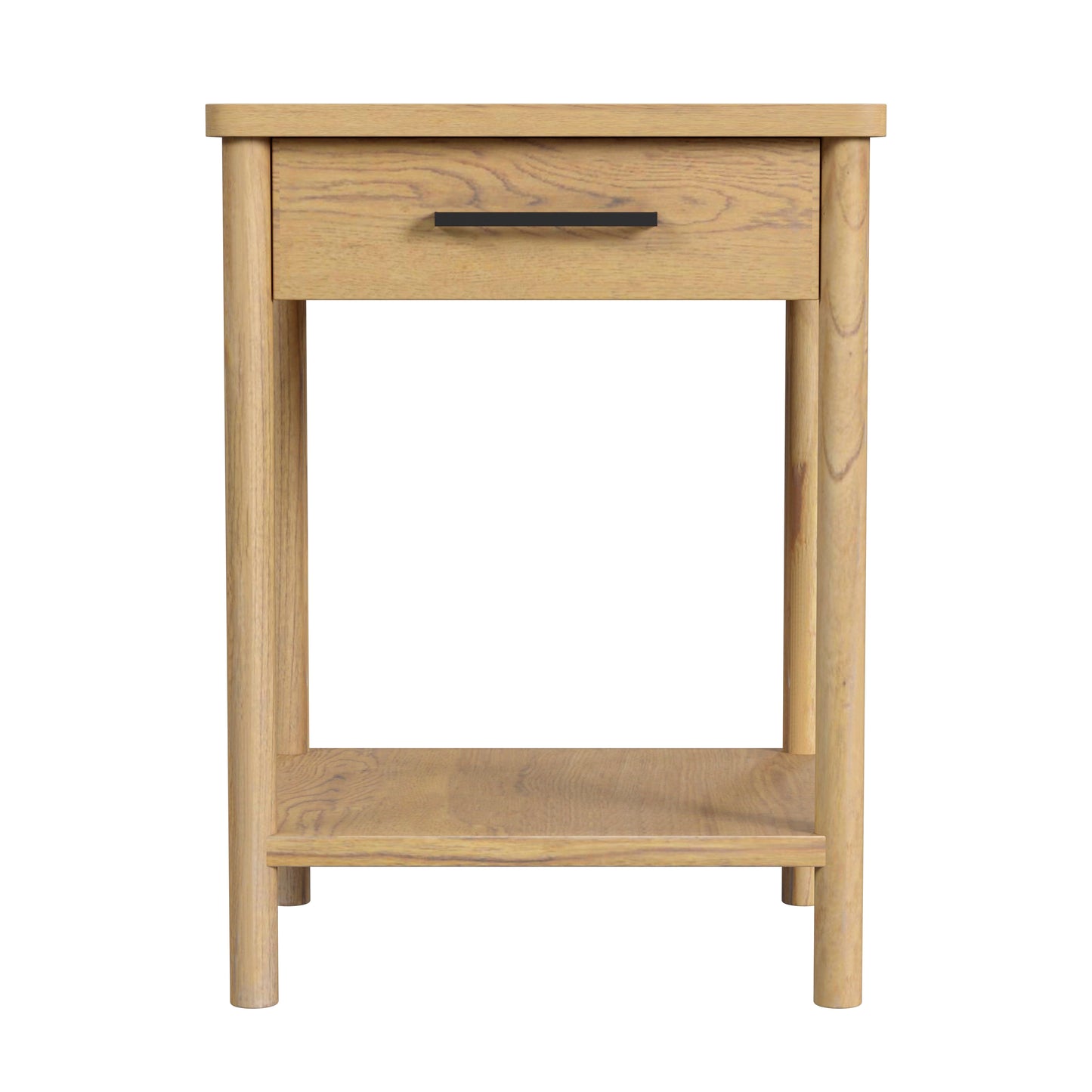 Butler Specialty Company Lennon 21 in. W Rectangular Wood 1 Drawer Rounded Leg Nightstand with Lower Open Shelf, Light Brown