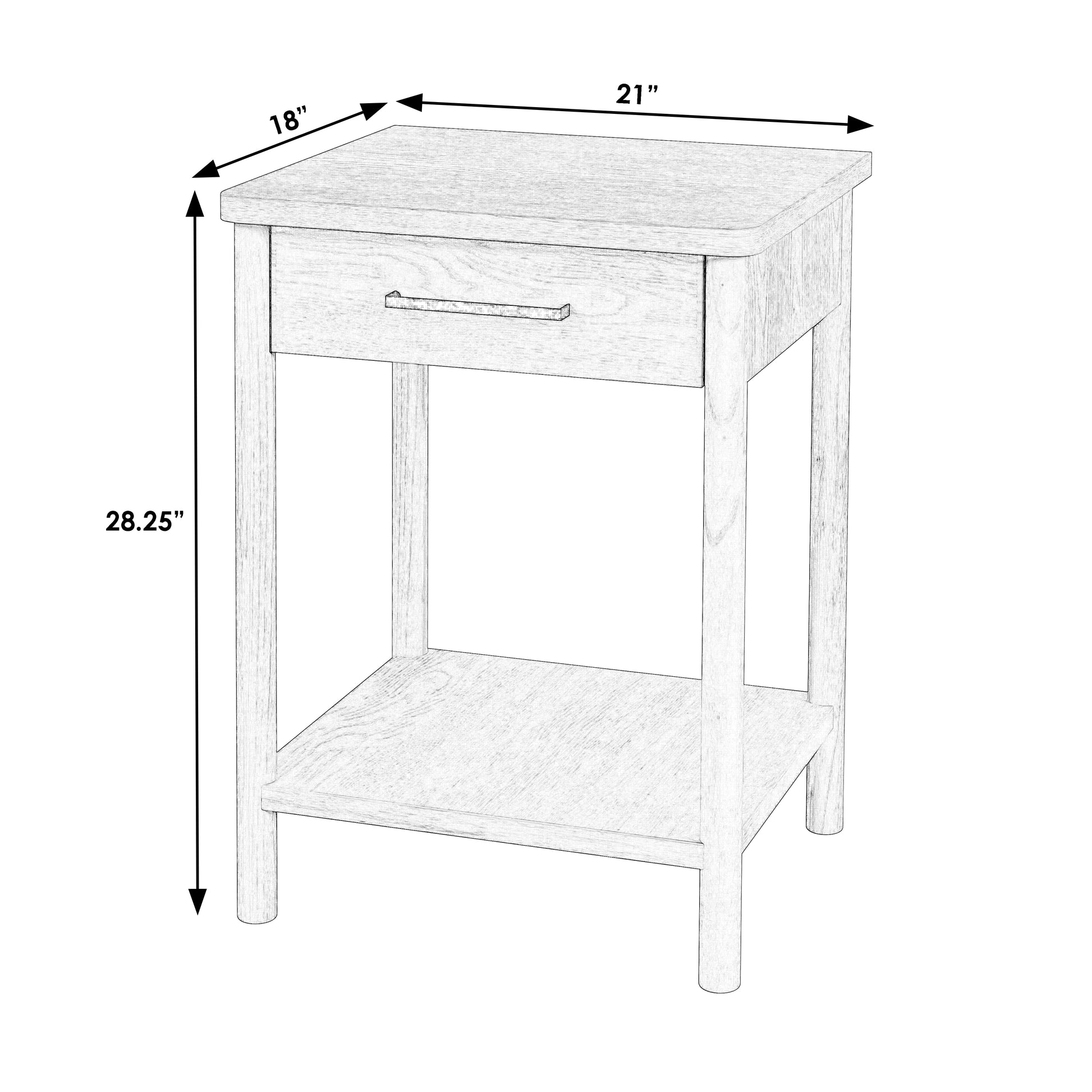 Butler Specialty Company Lennon 21 in. W Rectangular Wood 1 Drawer Rounded Leg Nightstand with Lower Open Shelf, Light Brown