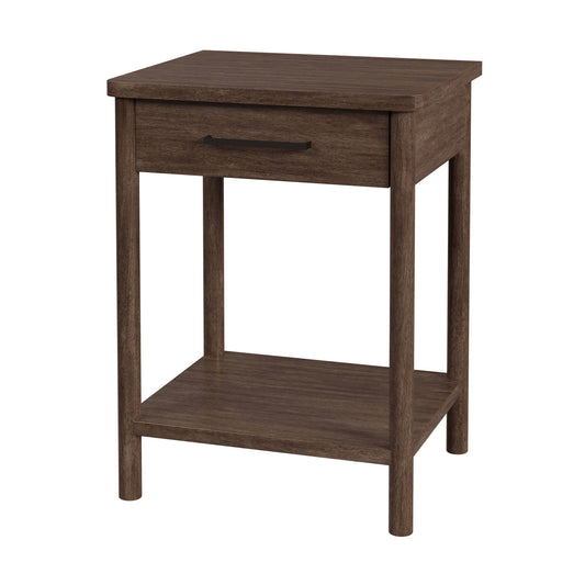Butler Specialty Company Lennon 21 in. W Rectangular Wood 1 Drawer Rounded Leg Nightstand with Lower Open Shelf, Brown