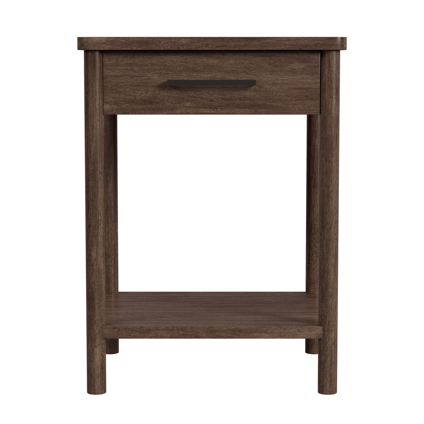 Butler Specialty Company Lennon 21 in. W Rectangular Wood 1 Drawer Rounded Leg Nightstand with Lower Open Shelf, Brown