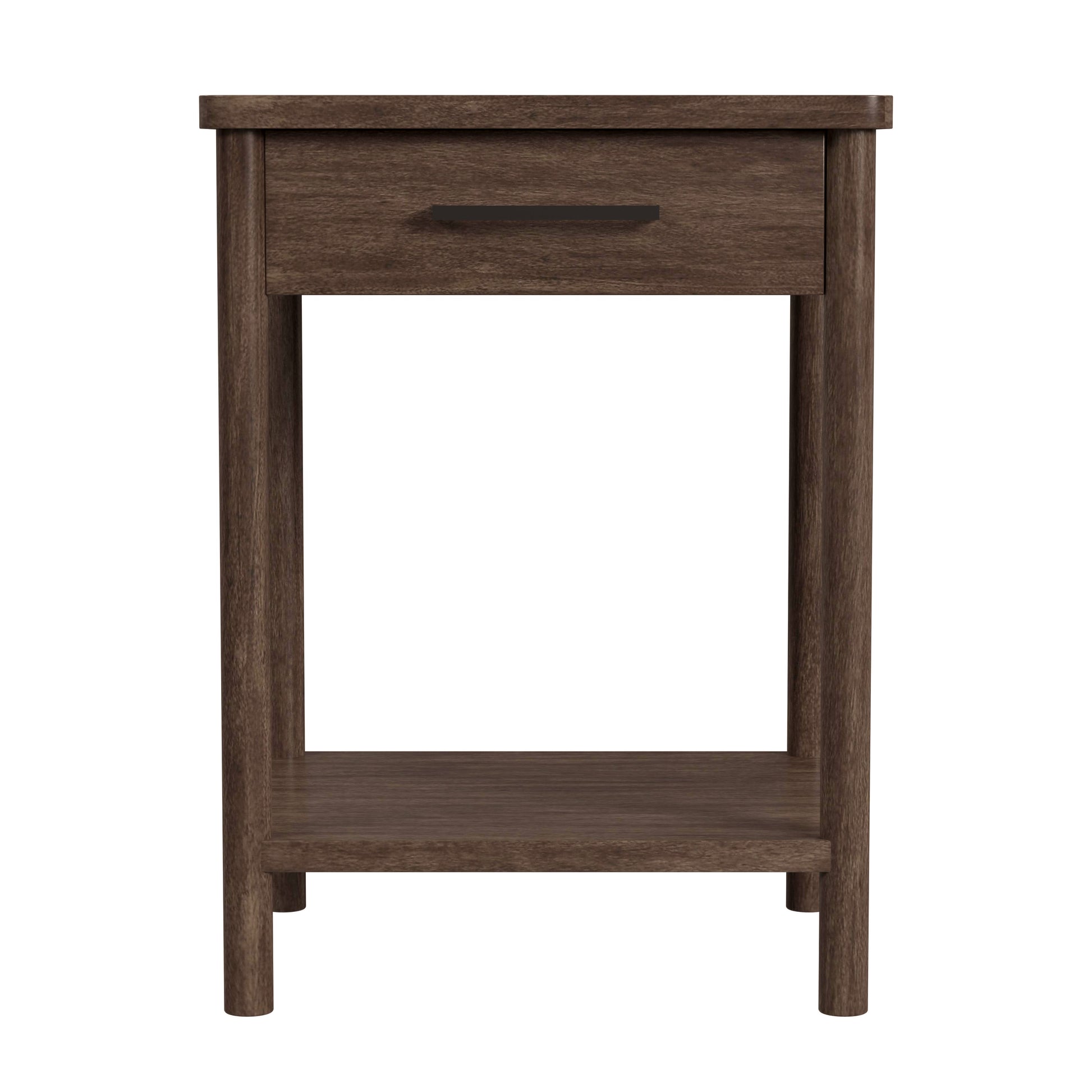 Butler Specialty Company Lennon 21 in. W Rectangular Wood 1 Drawer Rounded Leg Nightstand with Lower Open Shelf, Brown