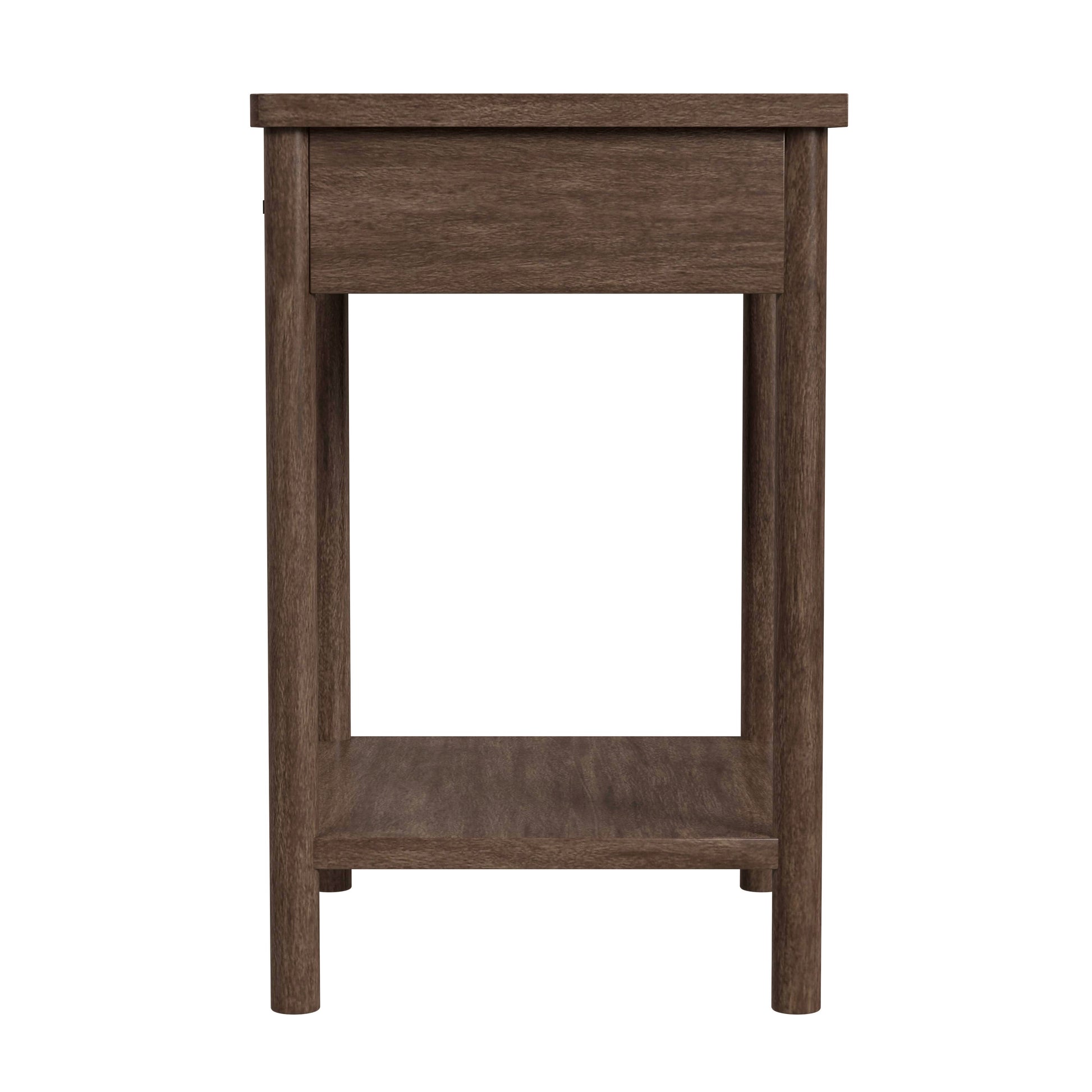 Butler Specialty Company Lennon 21 in. W Rectangular Wood 1 Drawer Rounded Leg Nightstand with Lower Open Shelf, Brown