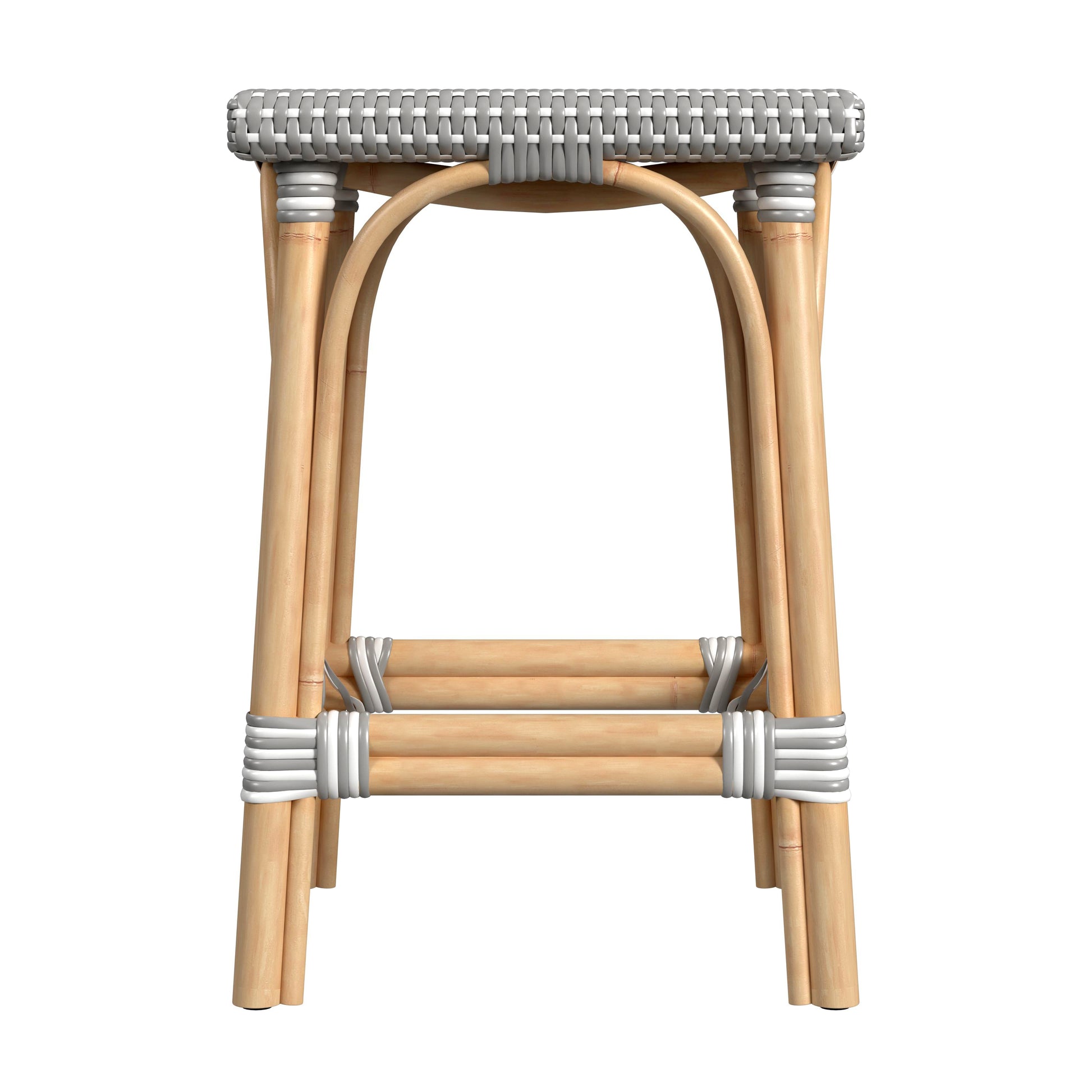 Butler Specialty Company Riviera 24 in. Seat Height Square Rattan Backless Counter Stool, Gray and White