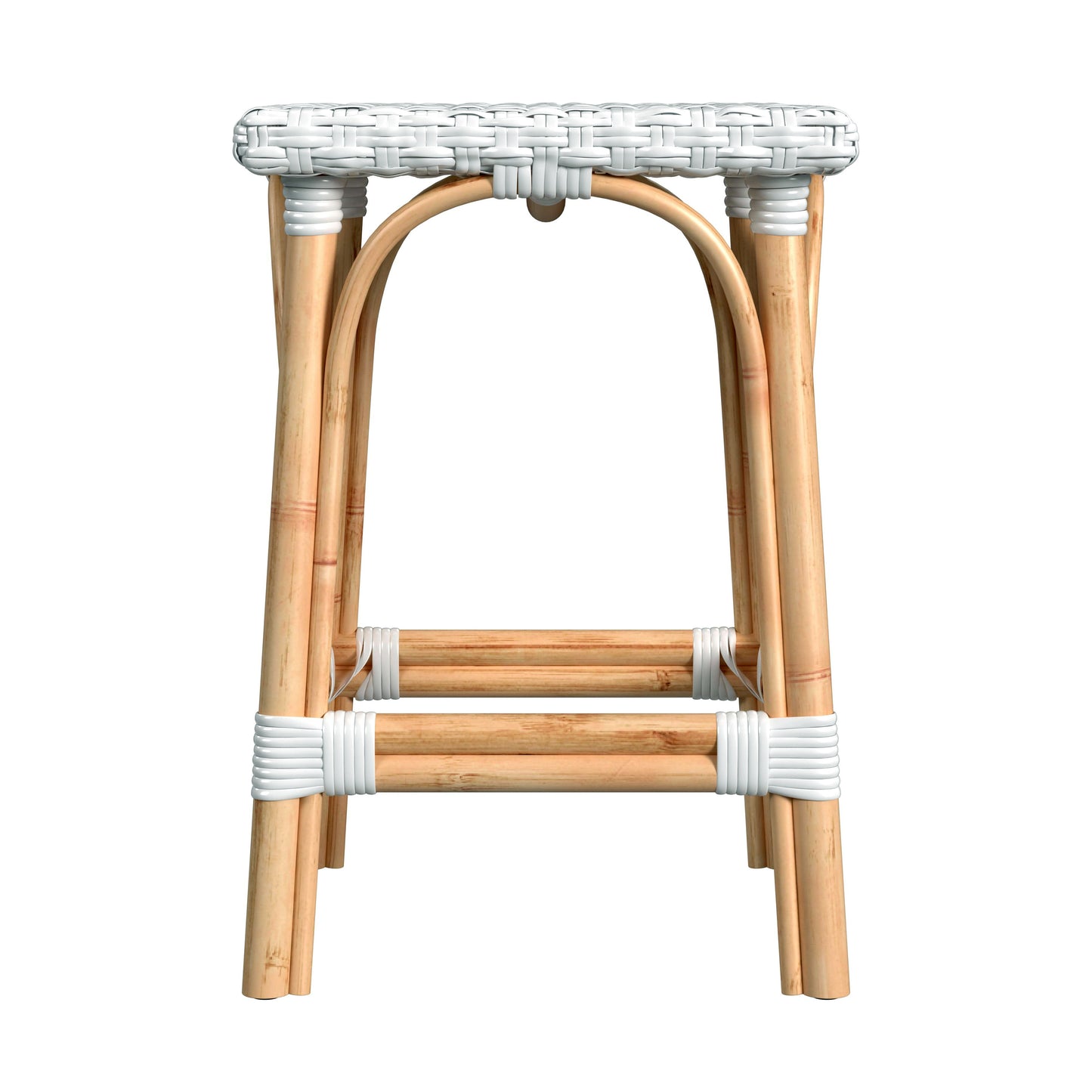 Butler Specialty Company Riviera 24 in. Seat Height Square Rattan Backless Counter Stool, Glossy White