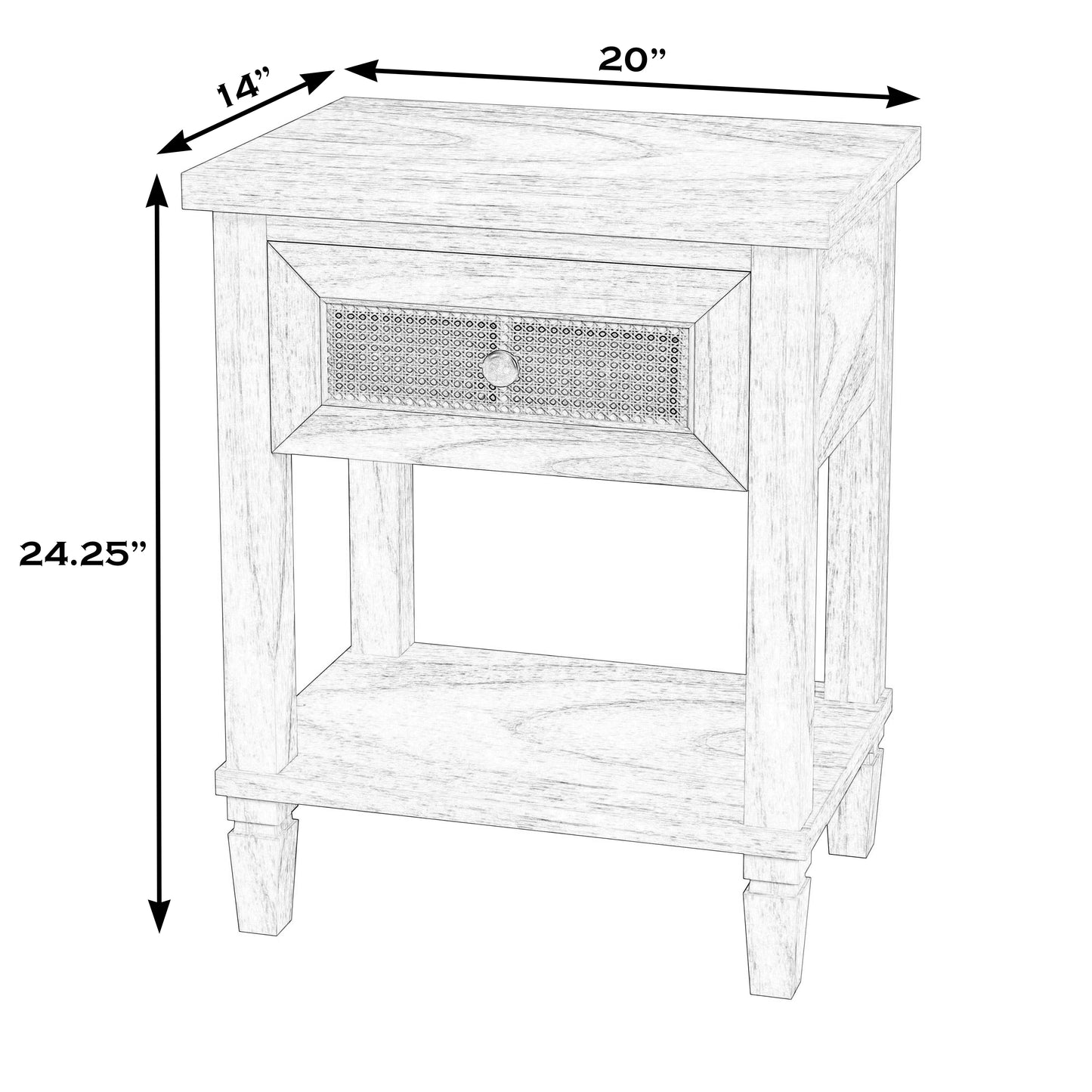 Flagstaff 1-Drawer Cane Nightstand in Natural 5758449
