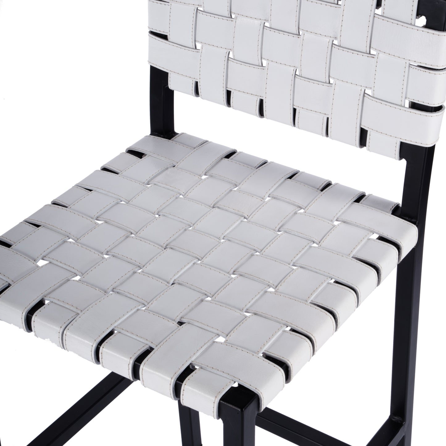 Butler Specialty Company Bromley 24.5 in. Seat Height Iron and Leather Counter Stool with Back, White