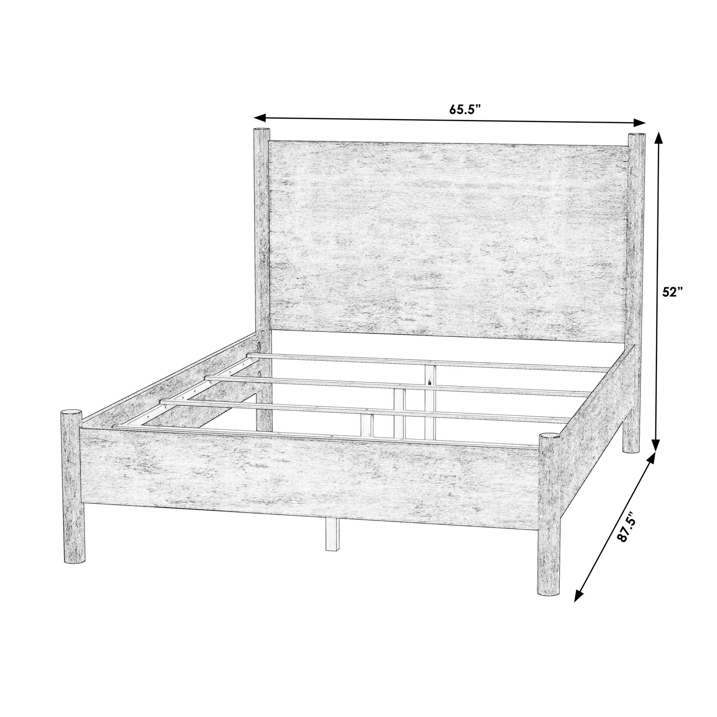 Butler Specialty Company Lennon Rounded Leg  Platform Queen Bed, Light Brown