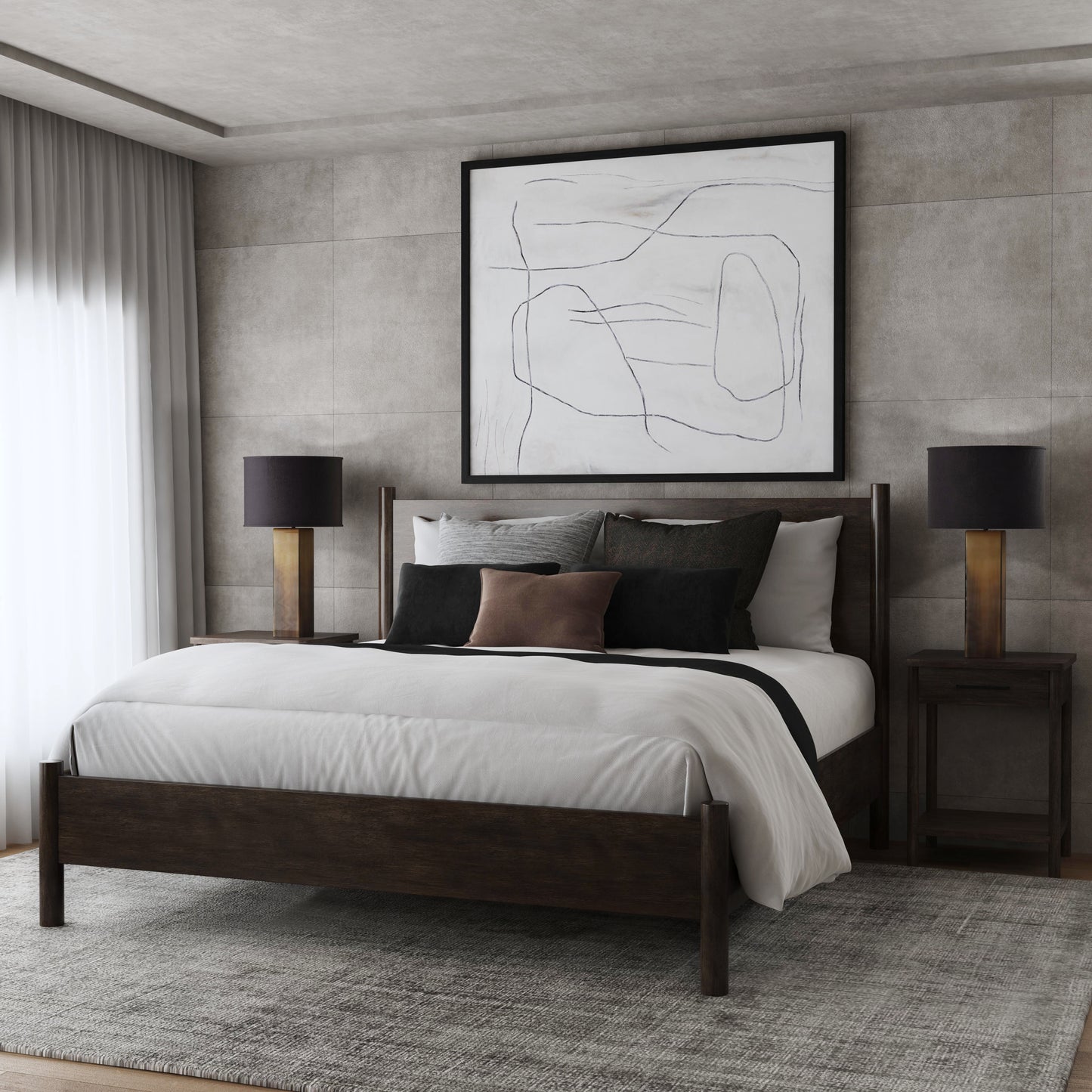 Butler Specialty Company Lennon Rounded Leg  Platform King Bed, Medium Brown