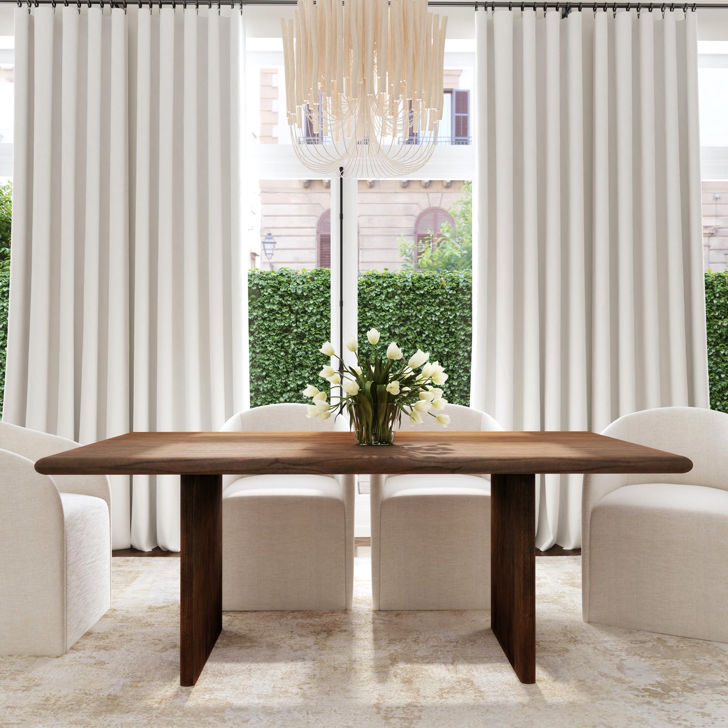 Halmstad Wood Panel Dining Table in Brown 5765188