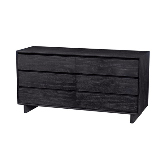 Halmstad Wood Panel 6 Drawer Dresser in Black 5766432