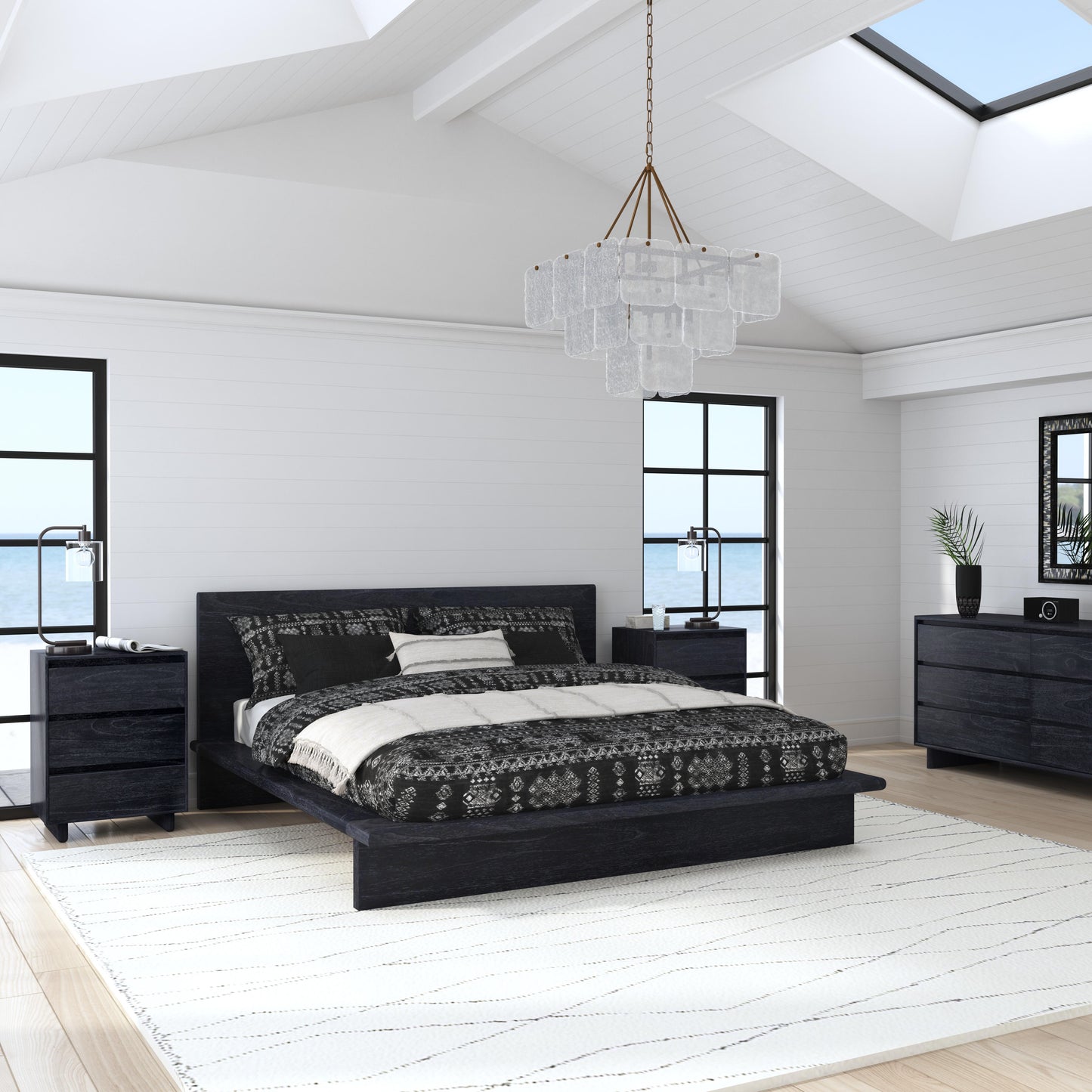 Halmstad Wood Panel 6 Drawer Dresser in Black 5766432