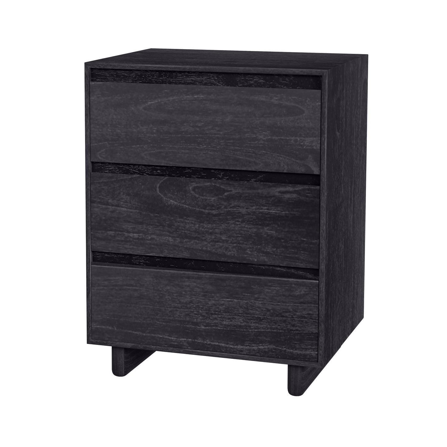Halmstad Wood Panel 3 Drawer Narrow Nightstand in Black 5767432