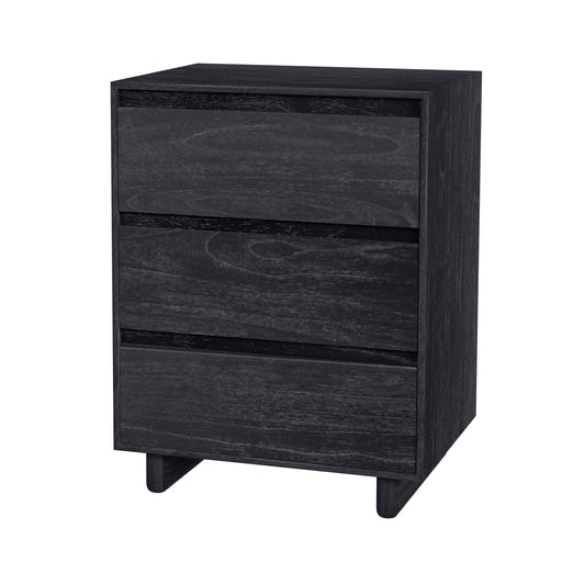Halmstad Wood Panel 3 Drawer Narrow Nightstand in Black  5767432