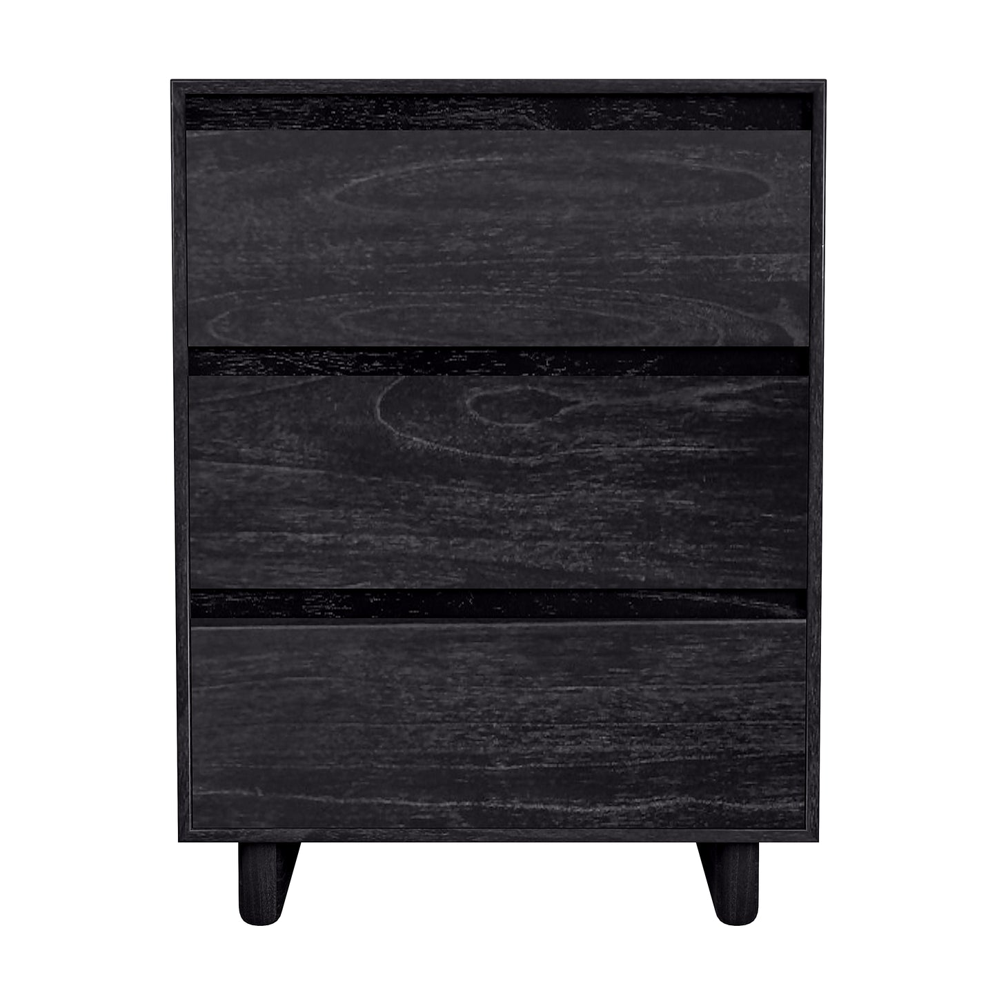 Halmstad Wood Panel 3 Drawer Narrow Nightstand in Black 5767432