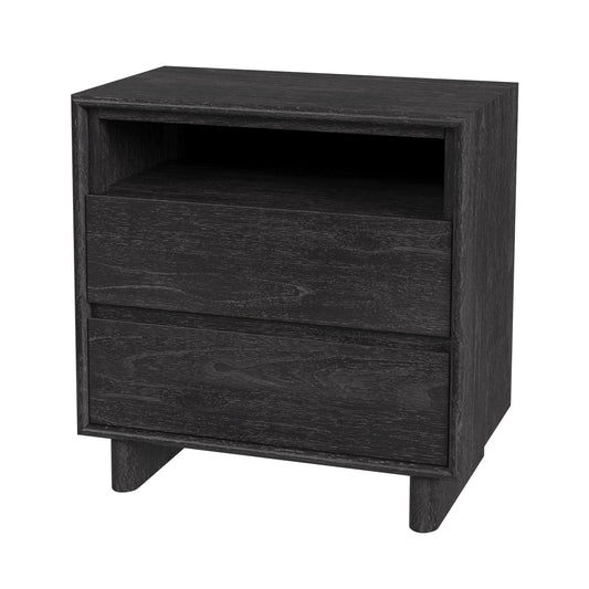 Halmstad Wood Panel 2 Drawer Nightstand in Black  5768432