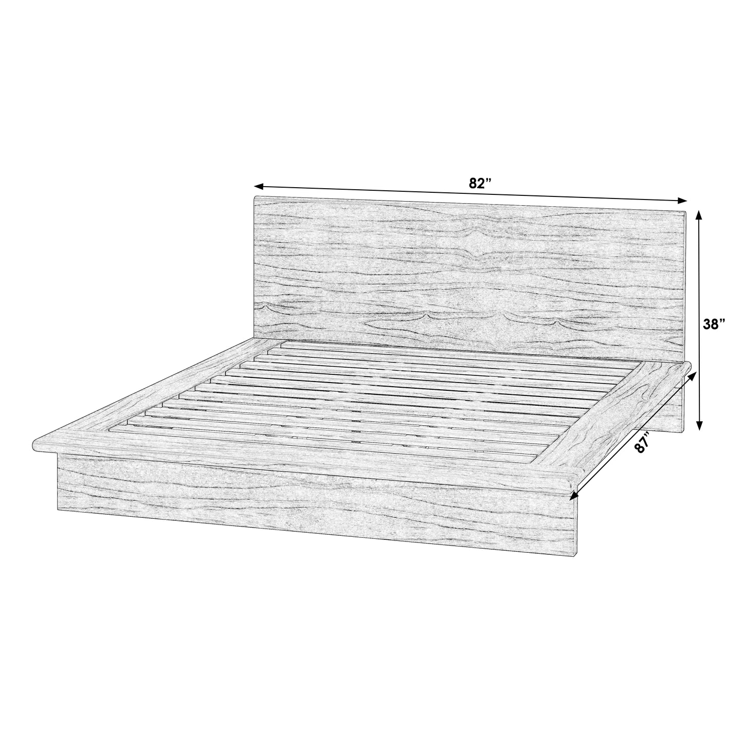 Halmstad Wood Platform King Bed in Brown 5769188