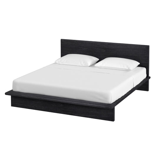 Halmstad Wood Platform King Bed in Black 5769432