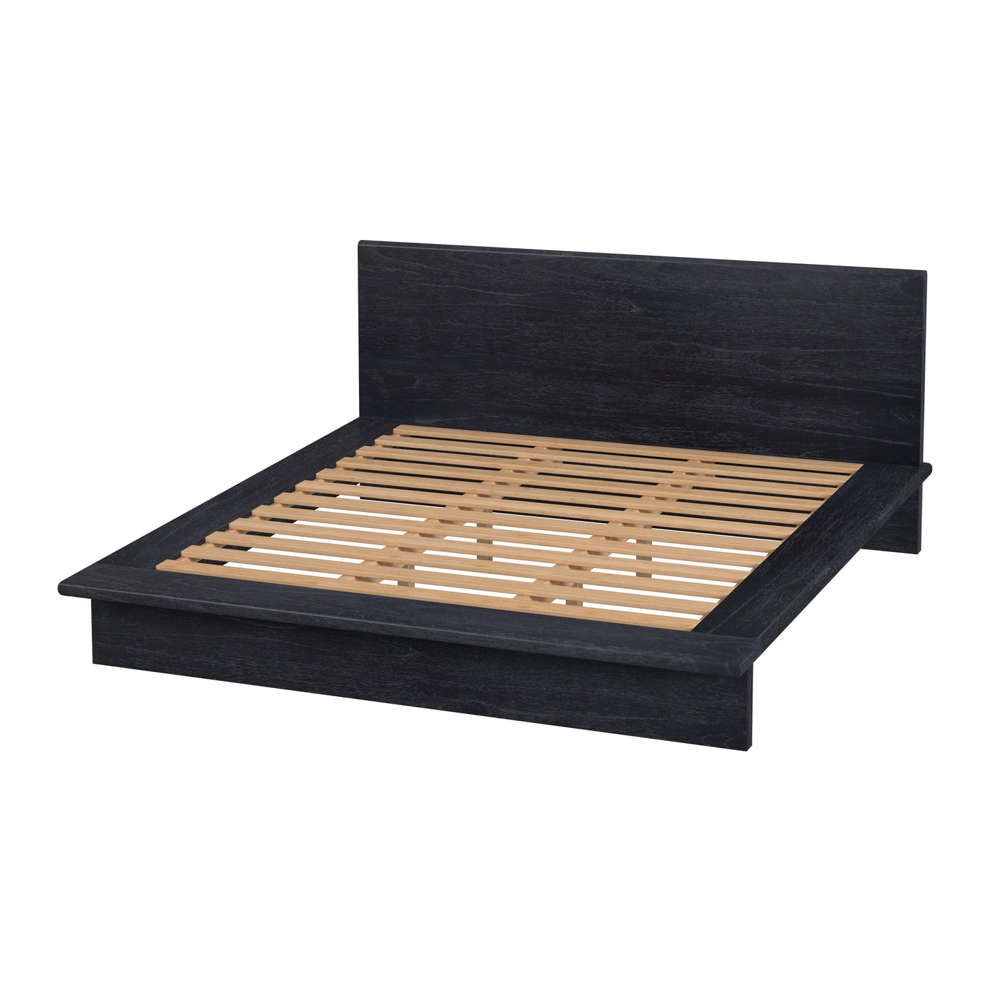 Halmstad Wood Platform King Bed in Black 5769432