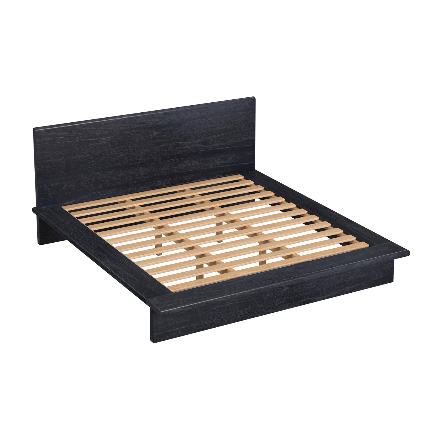 Halmstad Wood Platform King Bed in Black 5769432