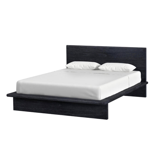 Halmstad Wood Platform Queen Bed in Black 5770432