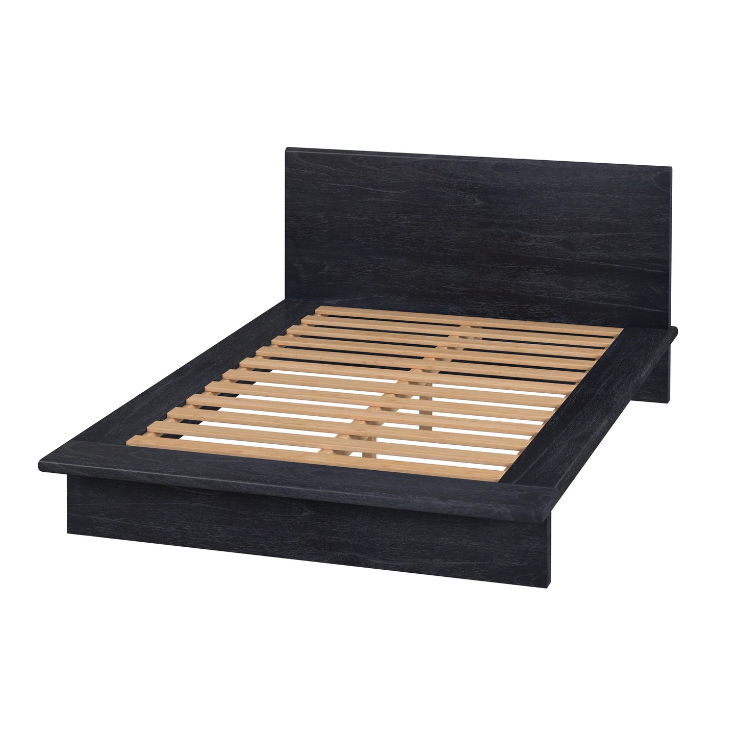 Halmstad Wood Platform Queen Bed in Black  5770432